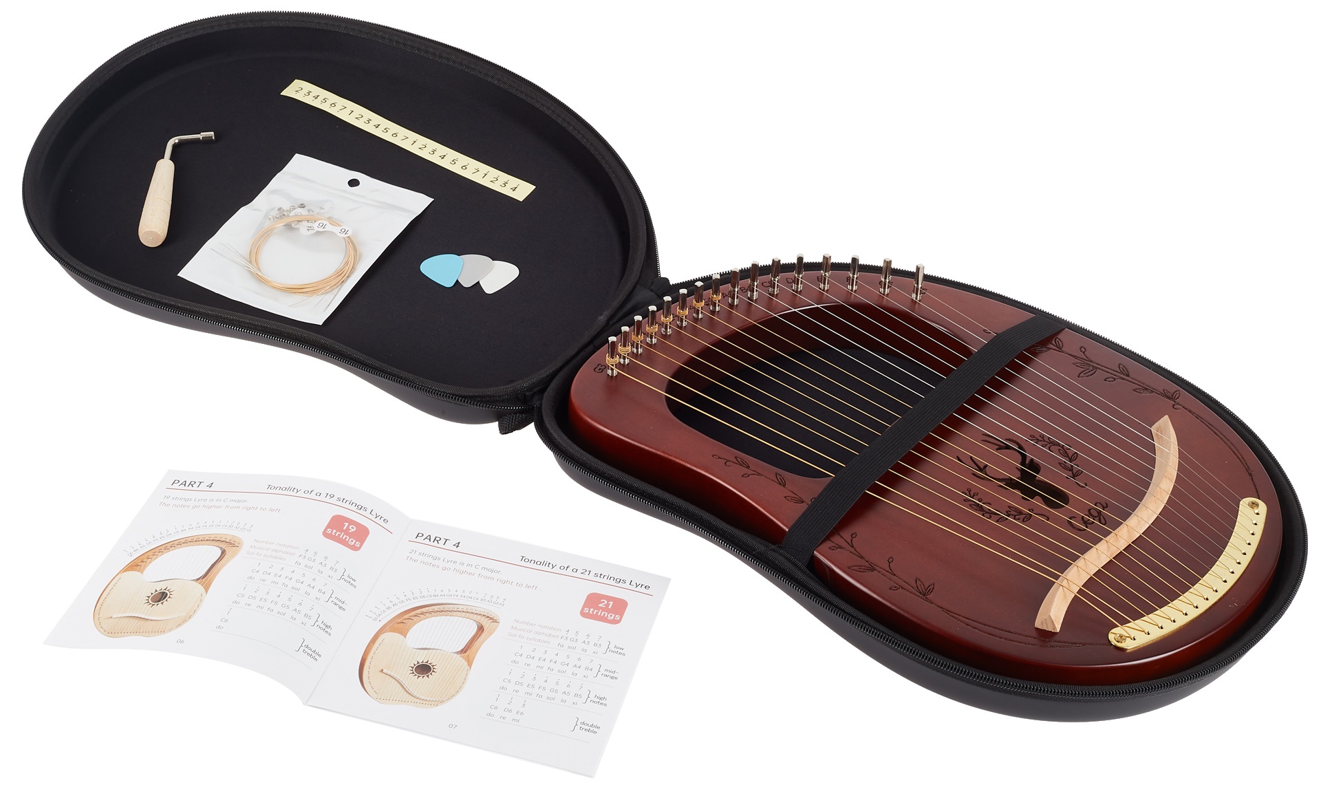 Cega Lyre Harp 16 Strings Coffee (rozbalené) (obrázek 5)