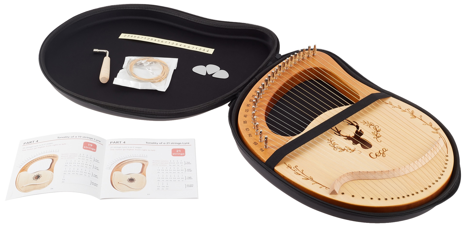 Cega Lyre Harp 24 String Natural (obrázek 5)