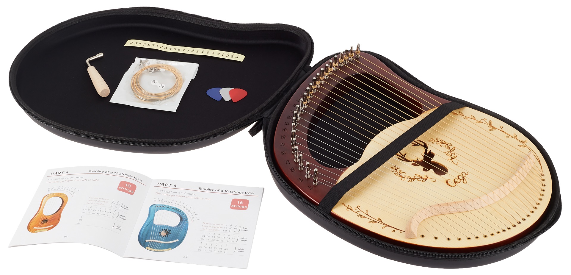 Cega Lyre Harp 24 String Coffee (obrázek 5)