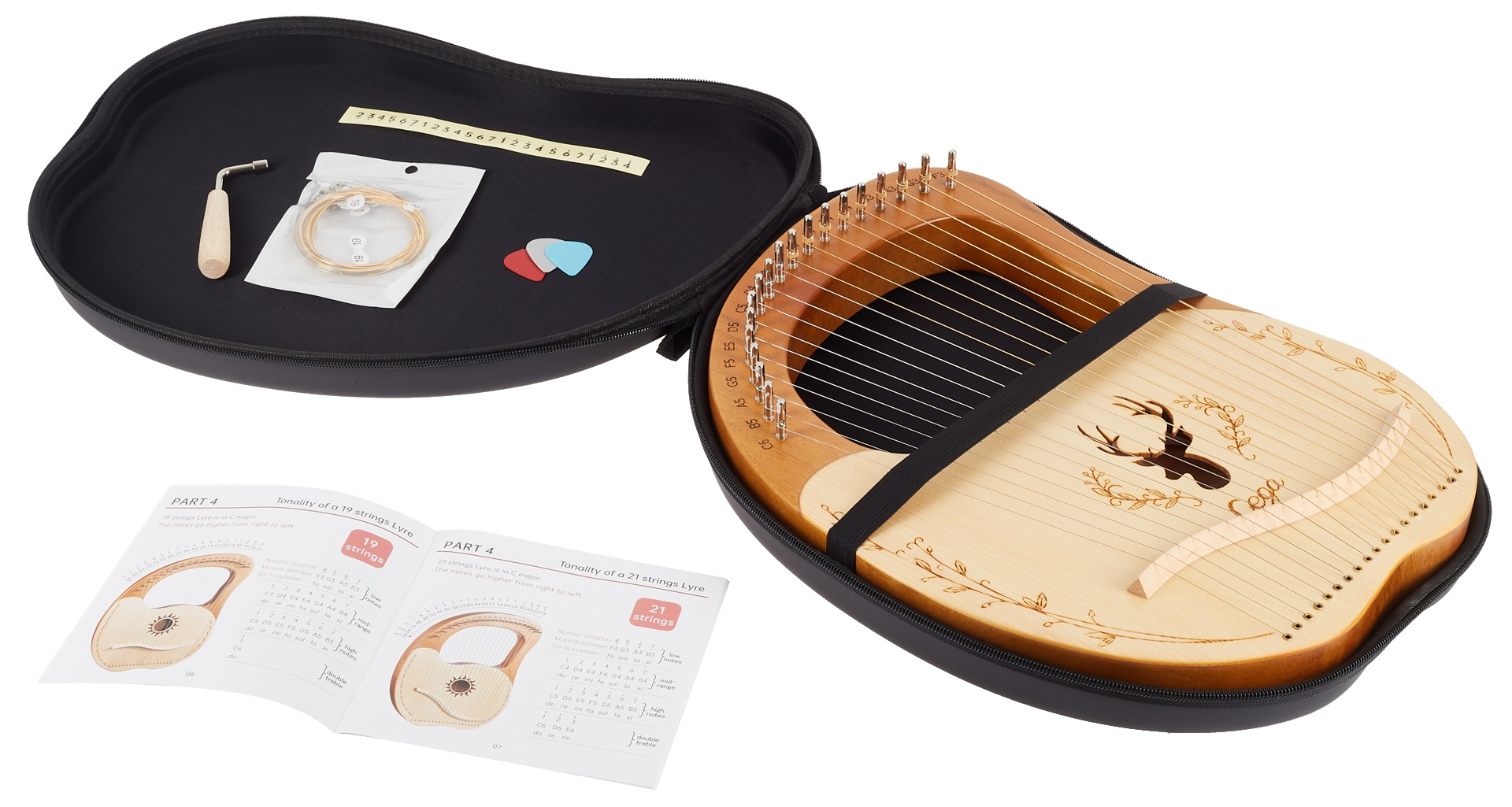 Cega Lyre Harp 19 Strings White (obrázek 5)