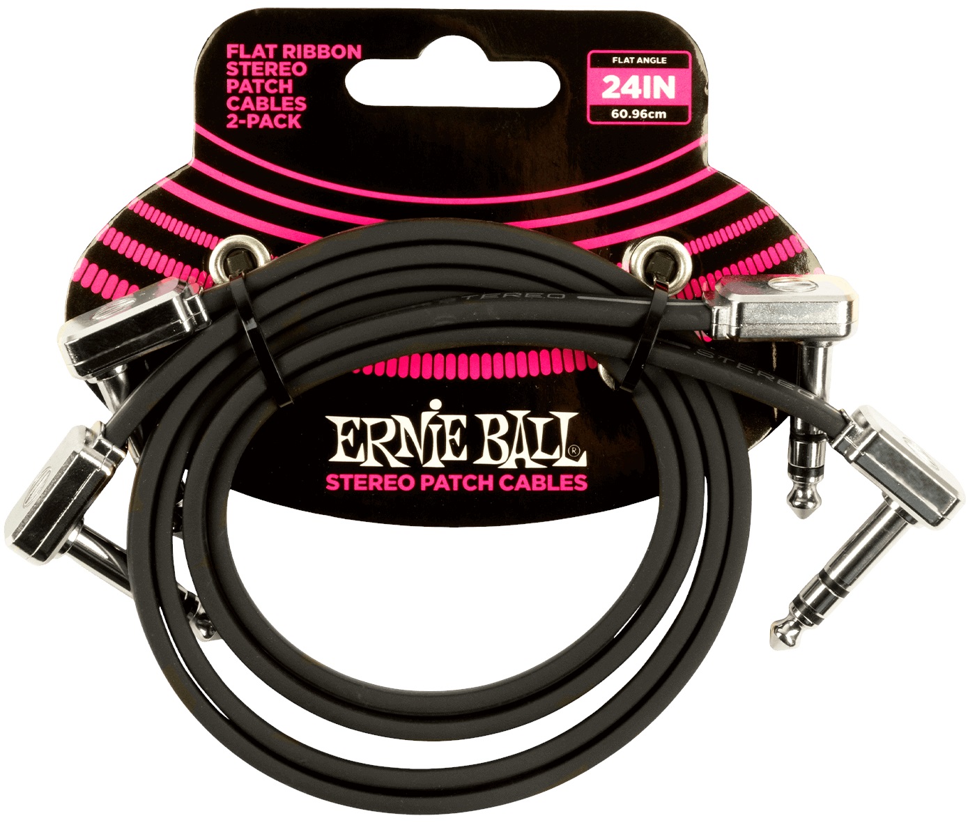 Levně Ernie Ball Flat Ribbon Stereo Patch Cable 24" Black 2 Pack