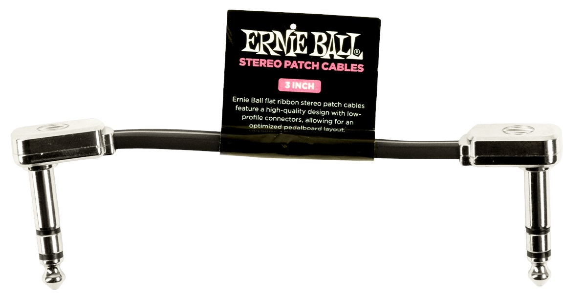 Levně Ernie Ball Flat Ribbon Stereo Patch Cable 3" Black