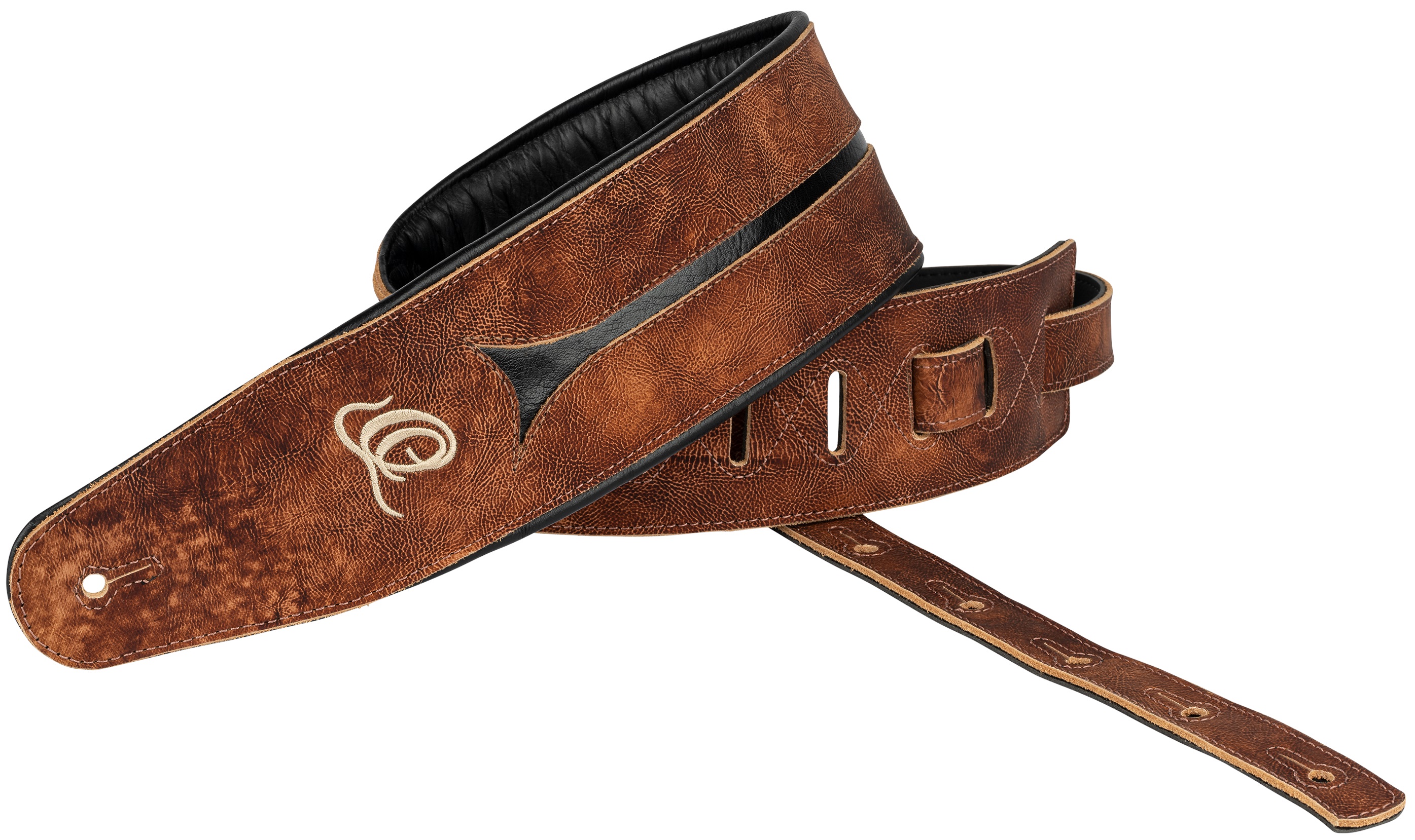 Levně Ortega OSBS-1 Bass Leather Strap - Chestnut Tree