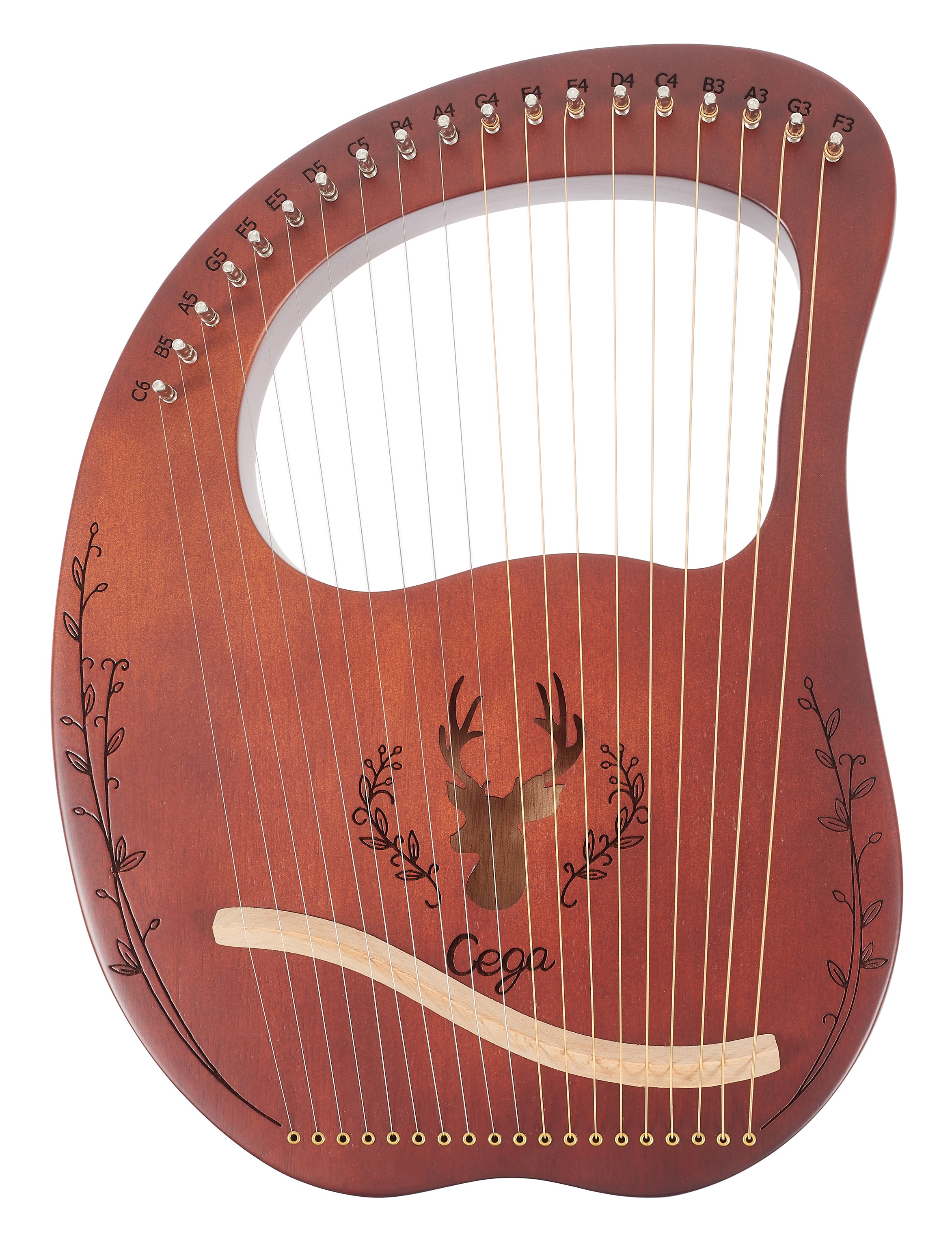 Levně Cega Lyre Harp 19 Strings Coffee