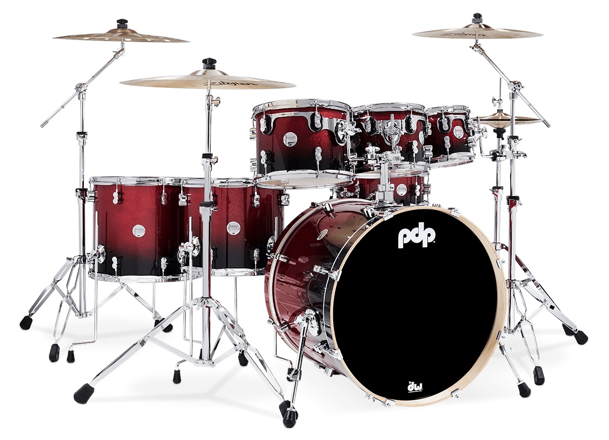 Levně PDP Concept Maple 7 Piece Red to Black Fade Sparkle Laquer