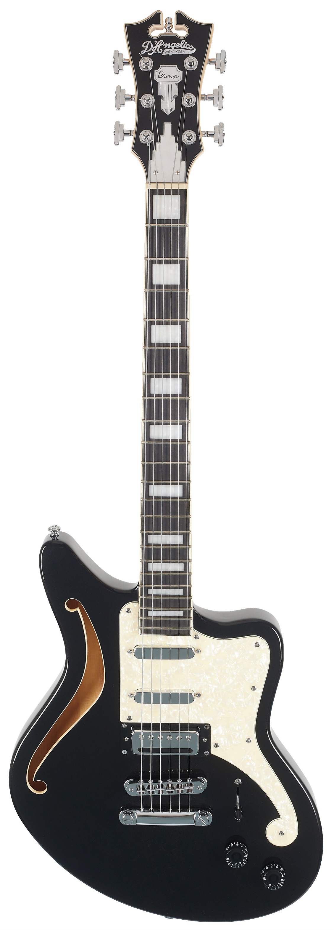 Levně D'Angelico Offset Semi-Hollow Black Flake