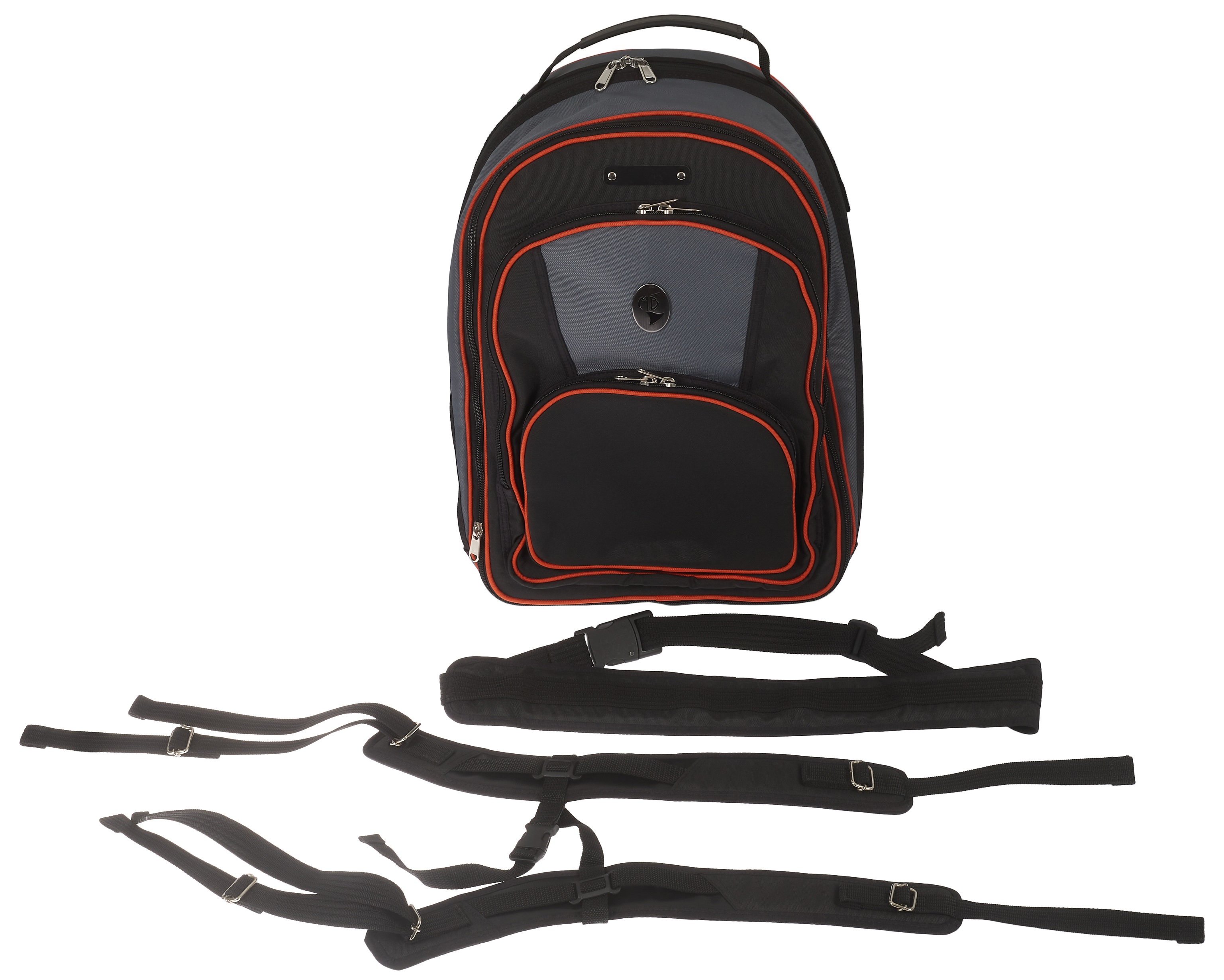 Marcus Bonna MB Backpack Bag, Black/Grey Nylon, Orange Piping, Bell Pr (obrázek 9)