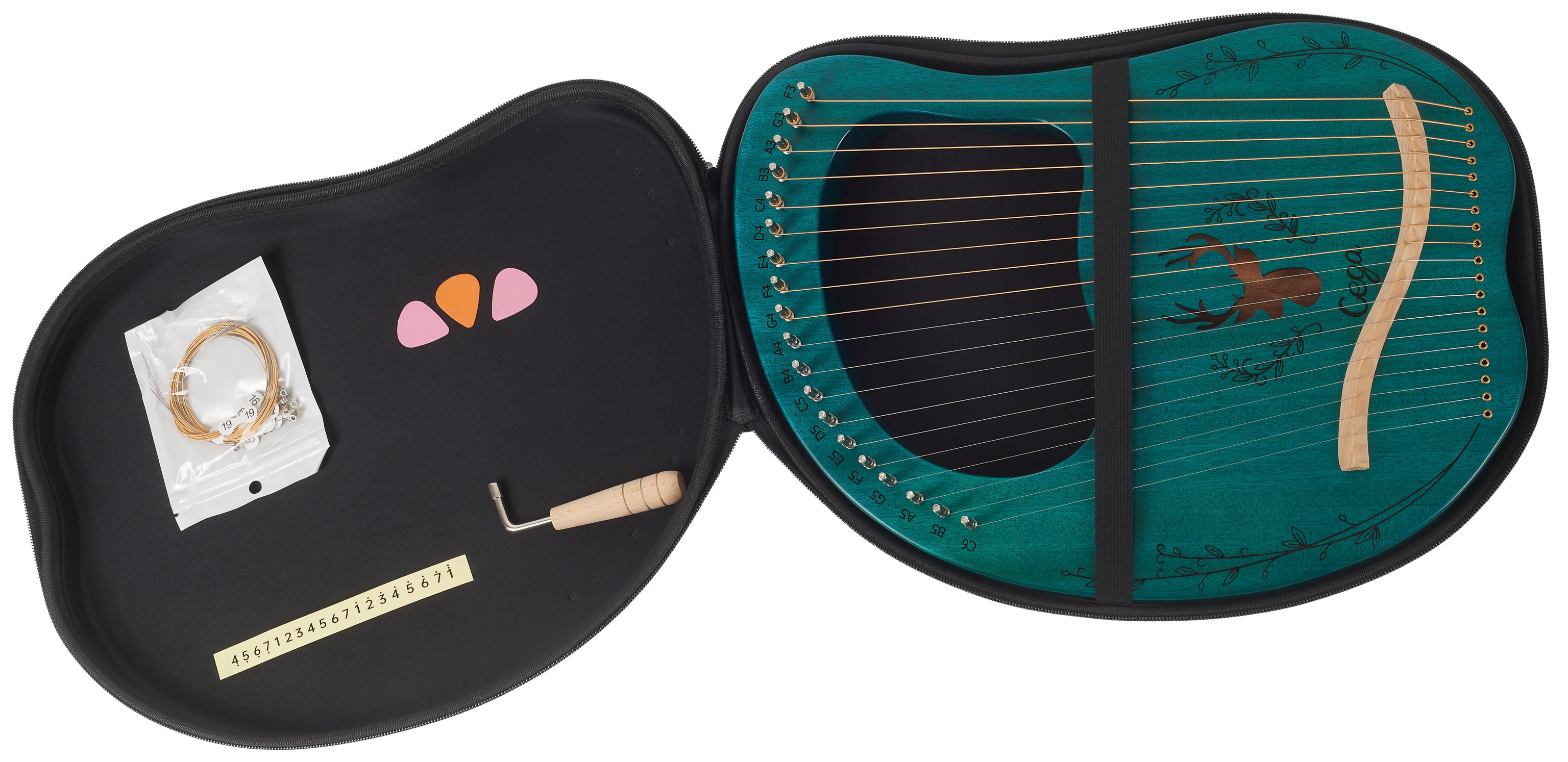 Cega Lyre Harp 19 Strings Blue (obrázek 7)