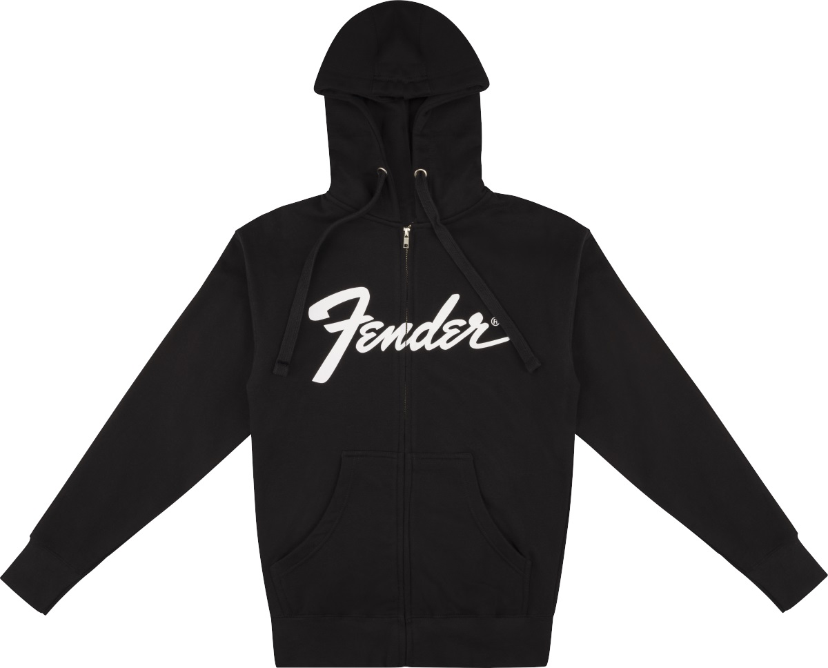 Levně Fender Transition Logo Zip Front Hoodie Black M