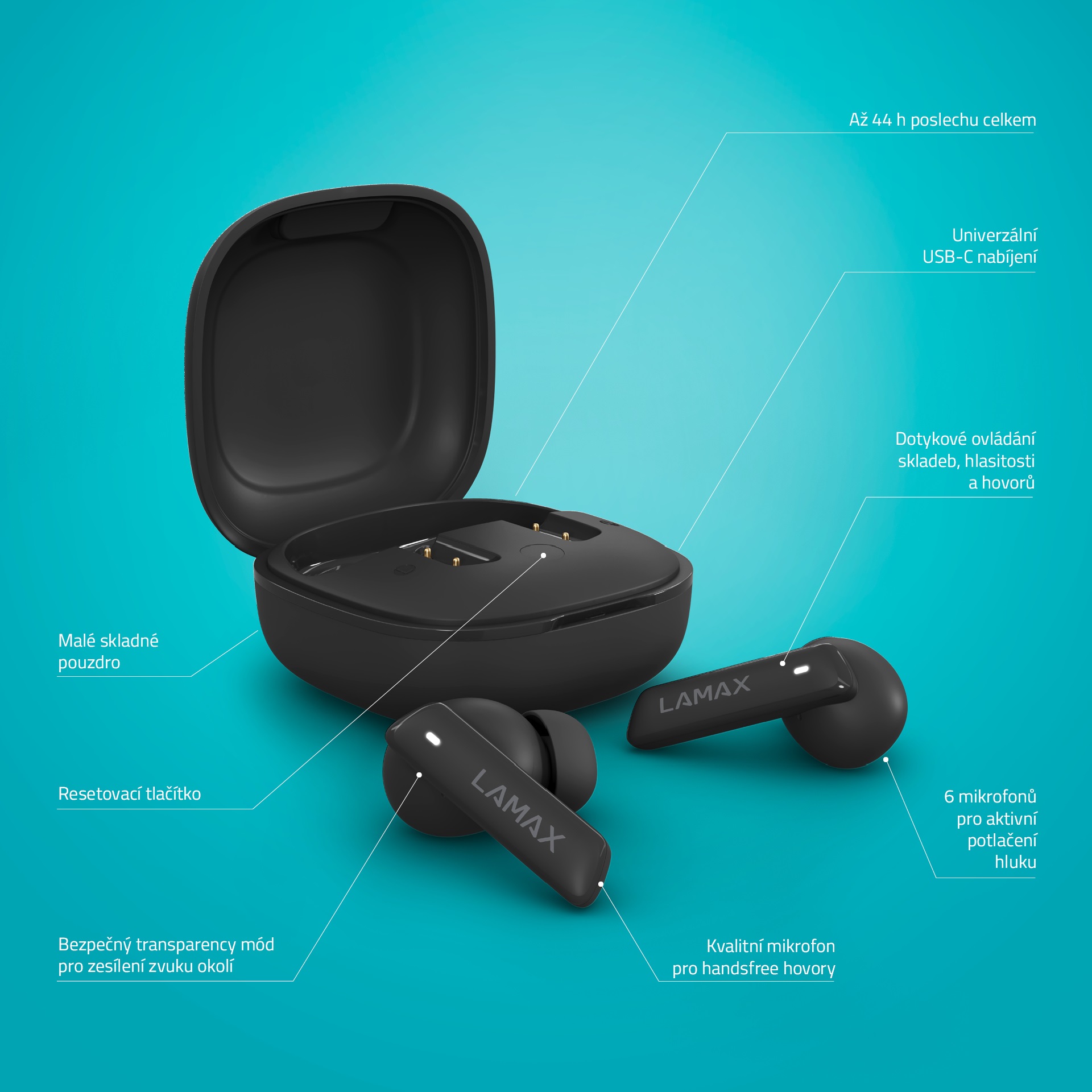 LAMAX Clips1 ANC Black (rozbalené) (obrázek 7)