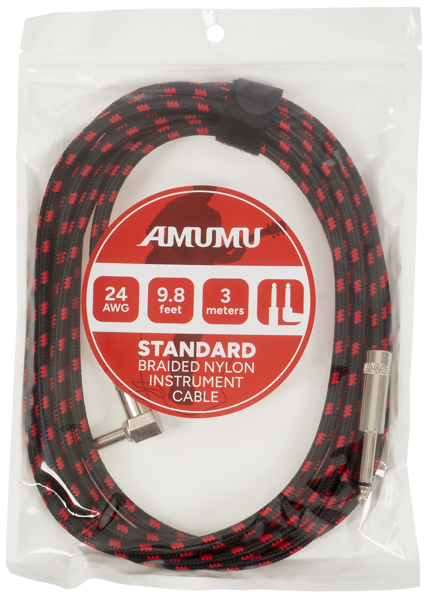 Amumu Woven Instrument Cable Red Angled 3 m (obrázek 4)