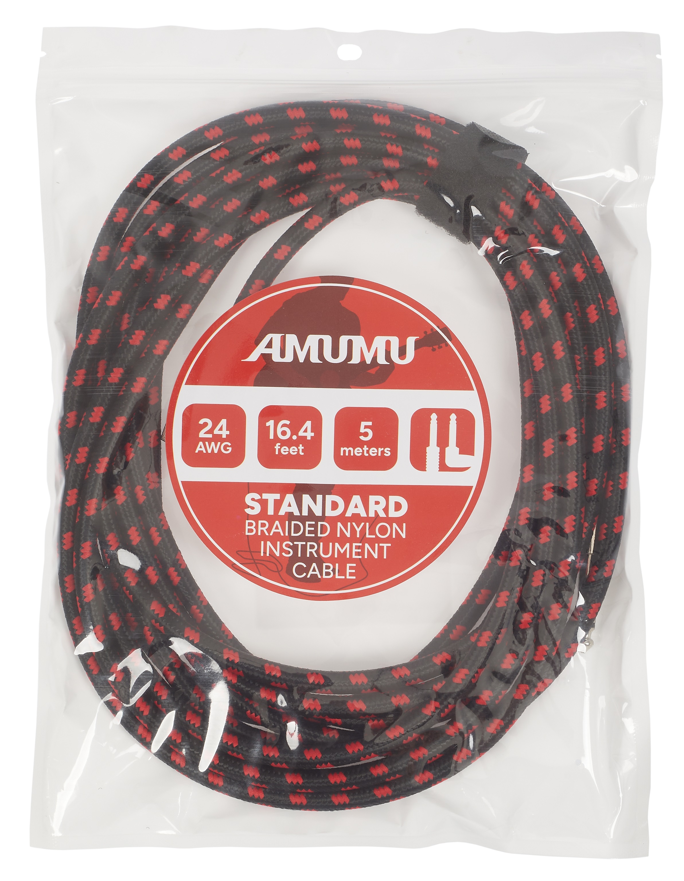 Amumu Woven Instrument Cable Red Angled 5 m (obrázek 4)
