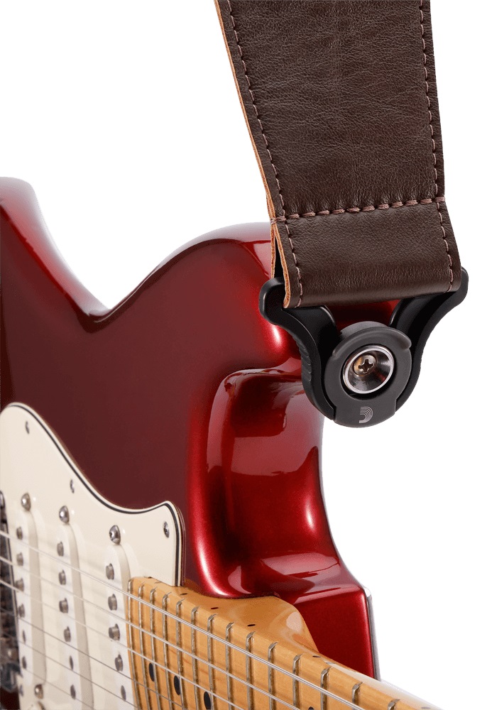 D'Addario Comfort Leather Auto Lock Guitar Strap Brown (obrázek 4)
