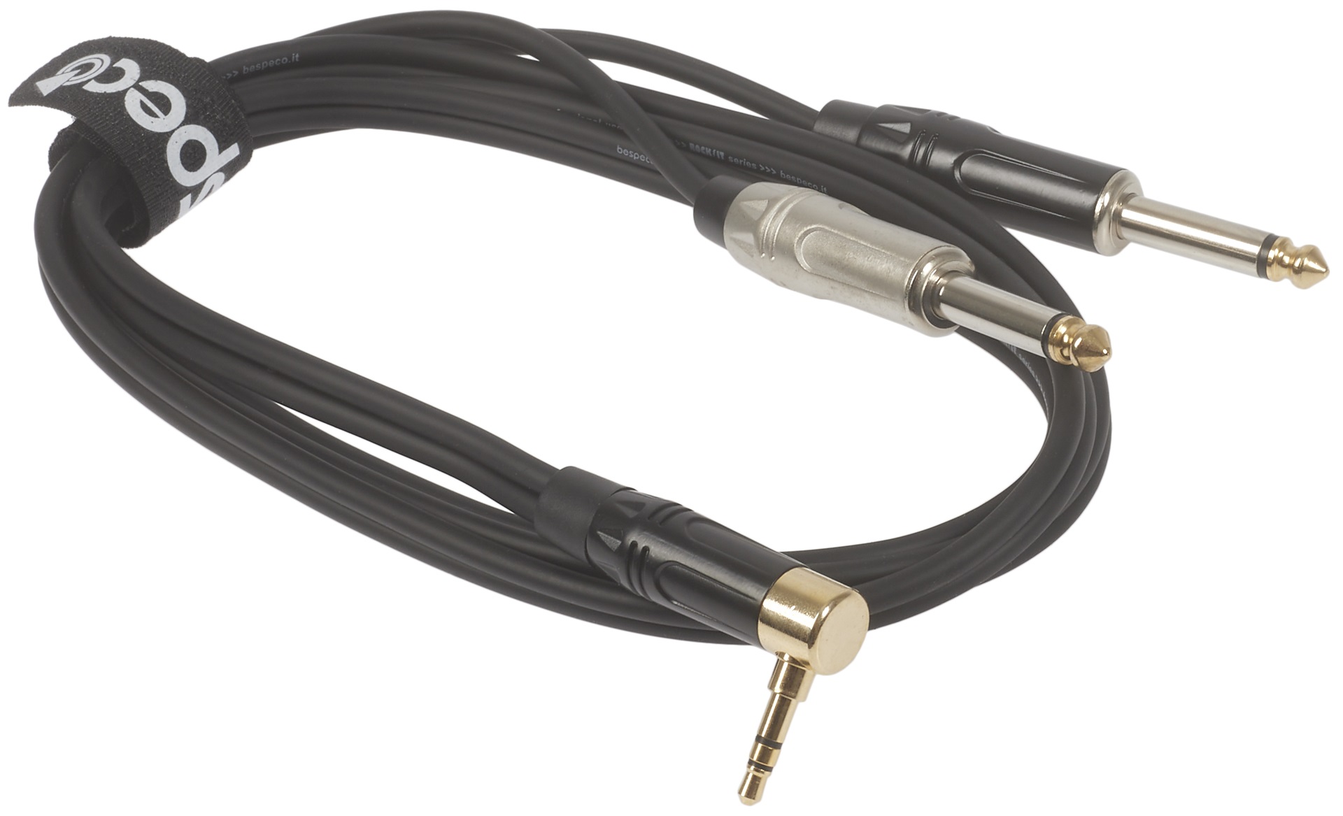 Bespeco ROCKIT Interlink Cable Jack 3,5 TRS M 90° - 2x Jack TS 1,5 m (obrázek 3)