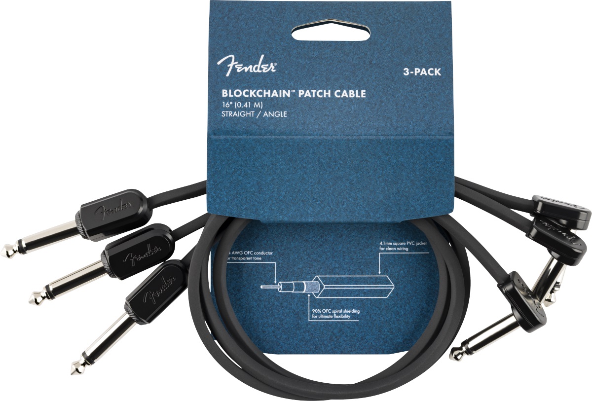 Fender Blockchain 16" Patch Cable, 3-pack, Straight/Angled (obrázek 7)