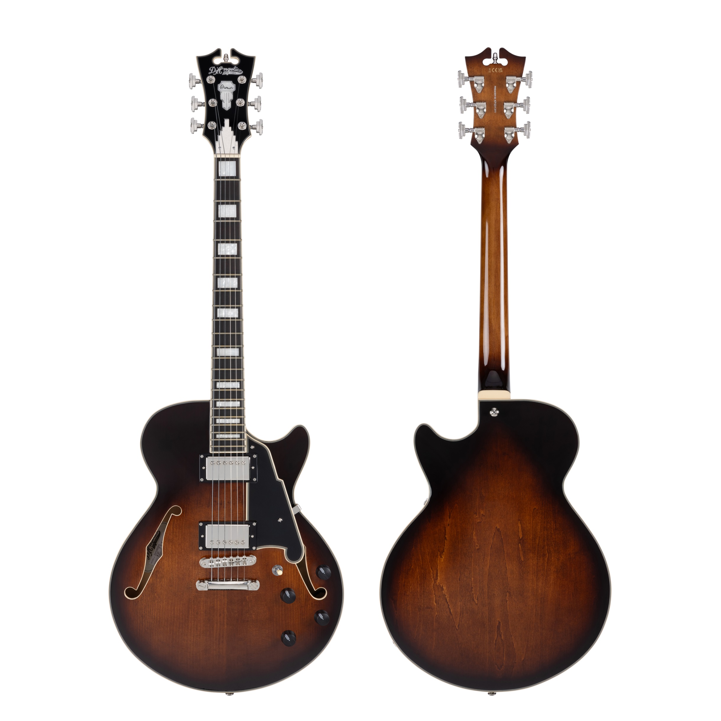 D'Angelico Premier SS Single Cutaway Stop-Bar Tailpie CE Brown Burst (obrázek 6)