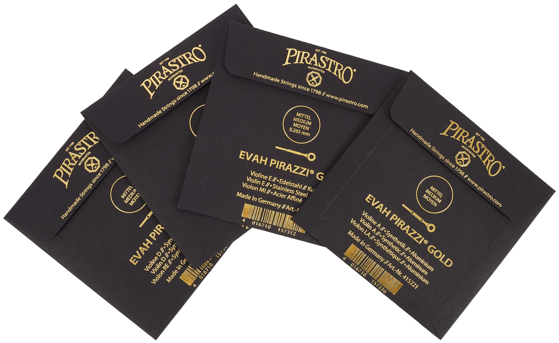 Pirastro Evah Pirazzi Gold Vln Set G-gold E-ball medium (obrázek 3)