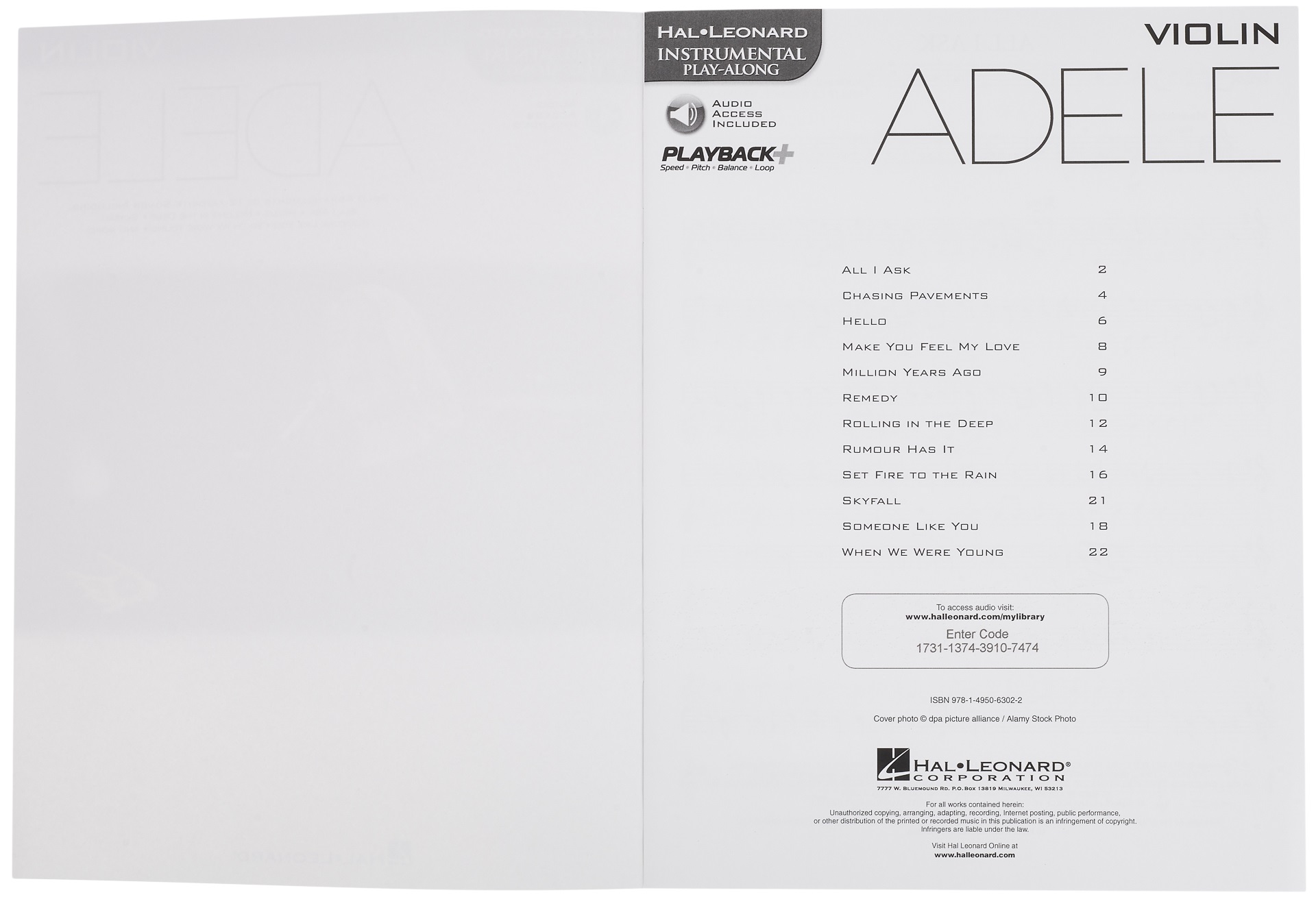 MS Hal Leonard Instrumental Play-Along: Adele - Violin (obrázek 3)