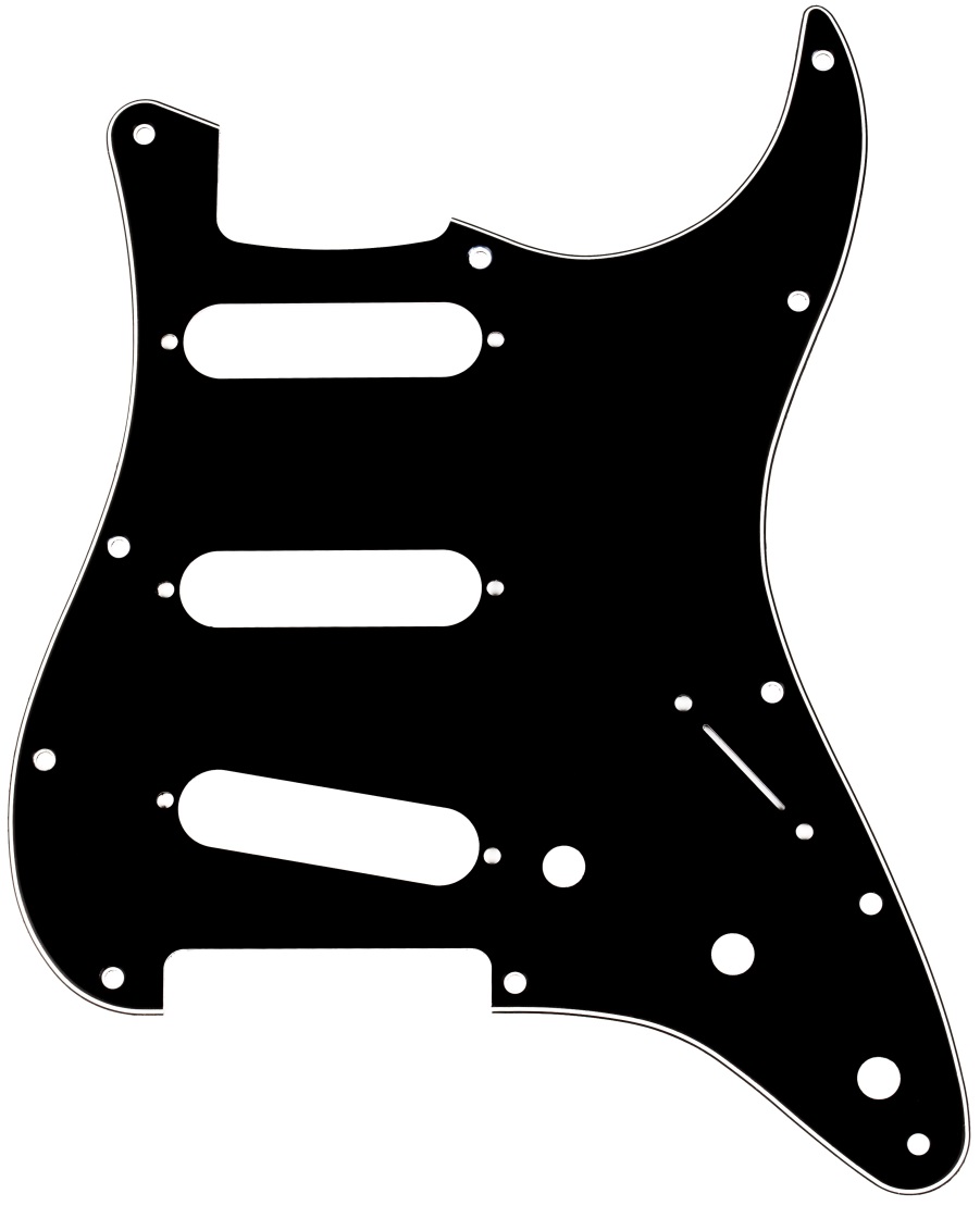 Levně Fender Pickguard, Stratocaster S/S/S, 11-Hole Mount, Black (B/W/B), 3-