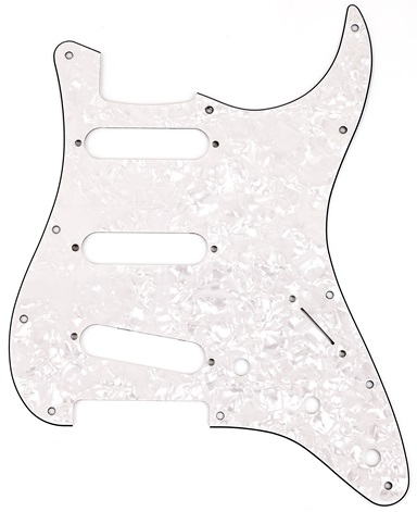 Levně Fender Pickguard, Stratocaster S/S/S, 11-Hole Mount, White Pearl, 4-Pl