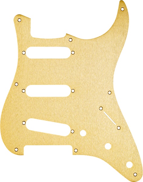 Levně Fender Pickguard, Stratocaster S/S/S, 8-Hole Mount, Gold Anodized Alum