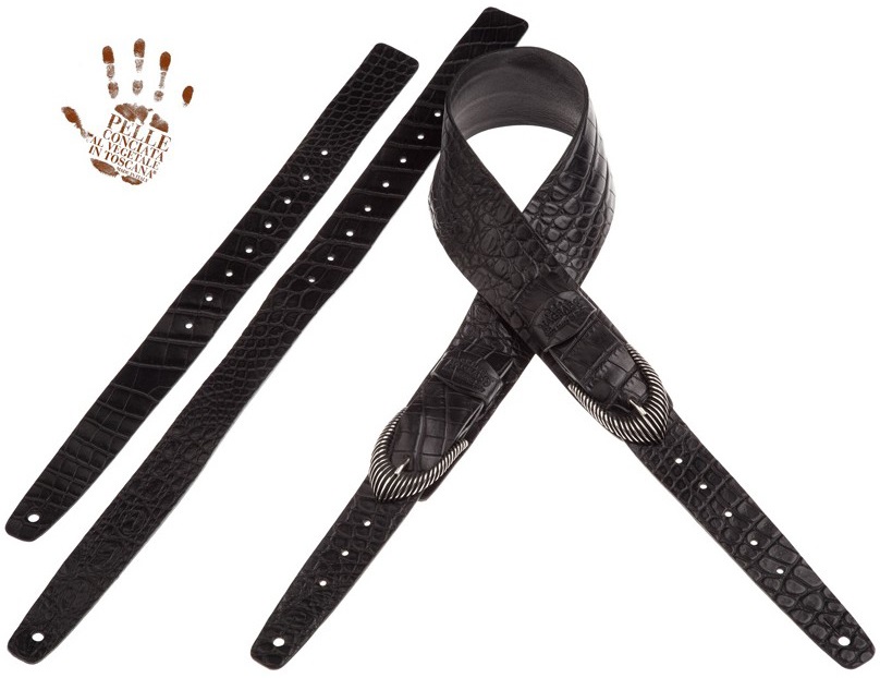 Levně Magrabò Twin Buckle TC Embossed Crocodile Black 7 cm