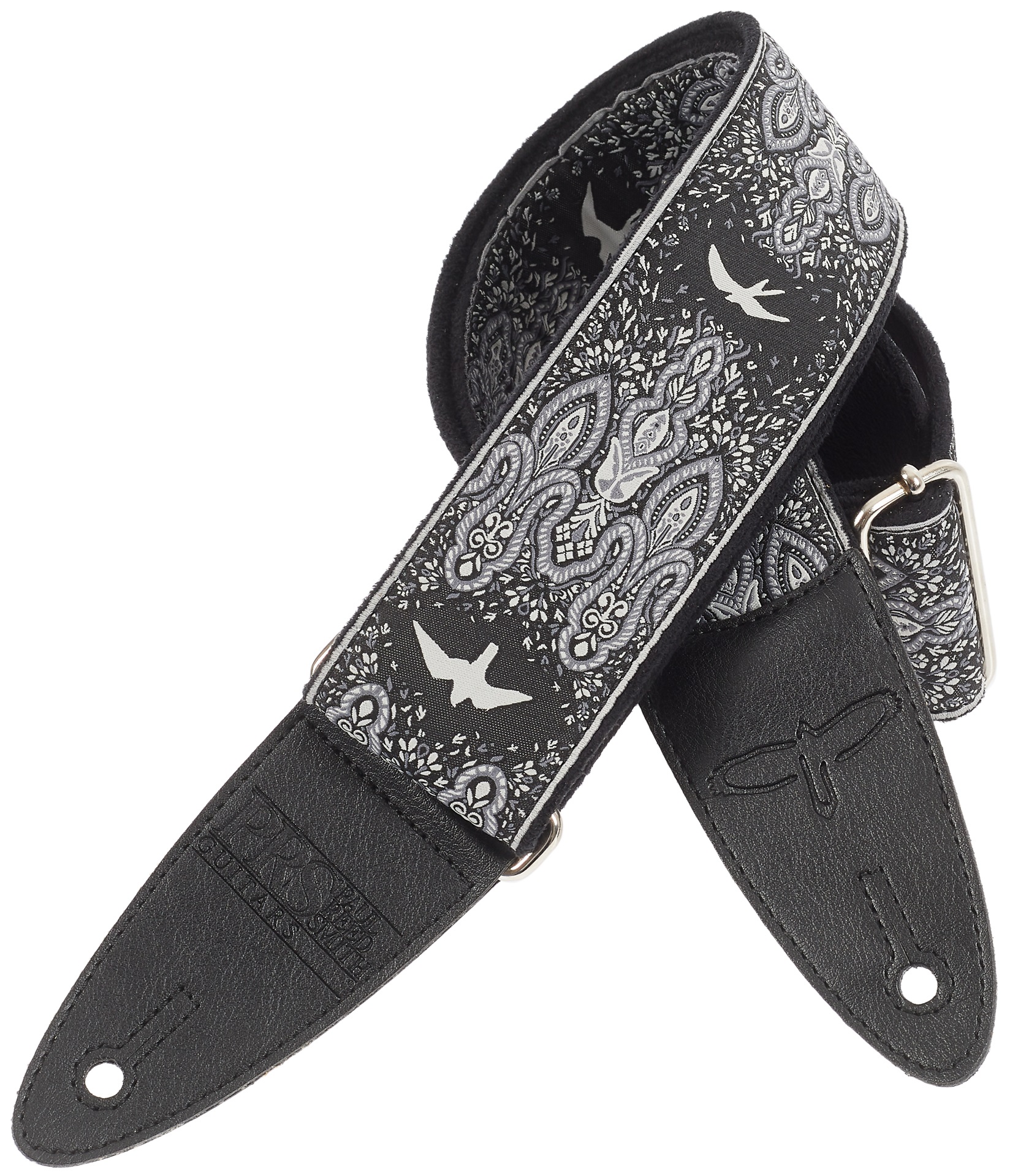 PRS 2" Guitar Strap, Custom Jacquard Birds Fleur, Charcoal (obrázek 3)