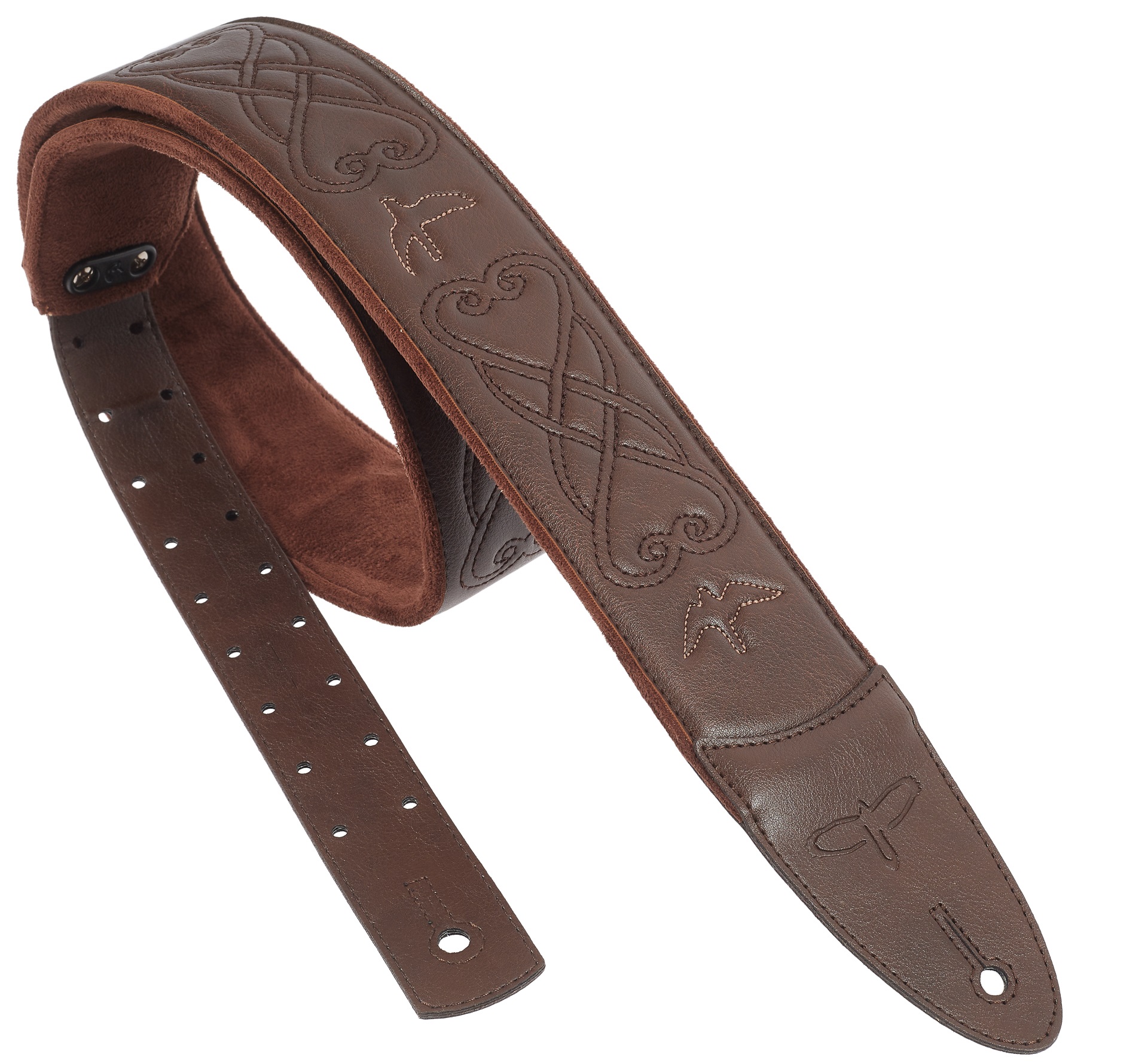 Levně PRS 2.4" Padded Guitar Strap w/RAS, Custom Leather (Faux) Birds, Brown