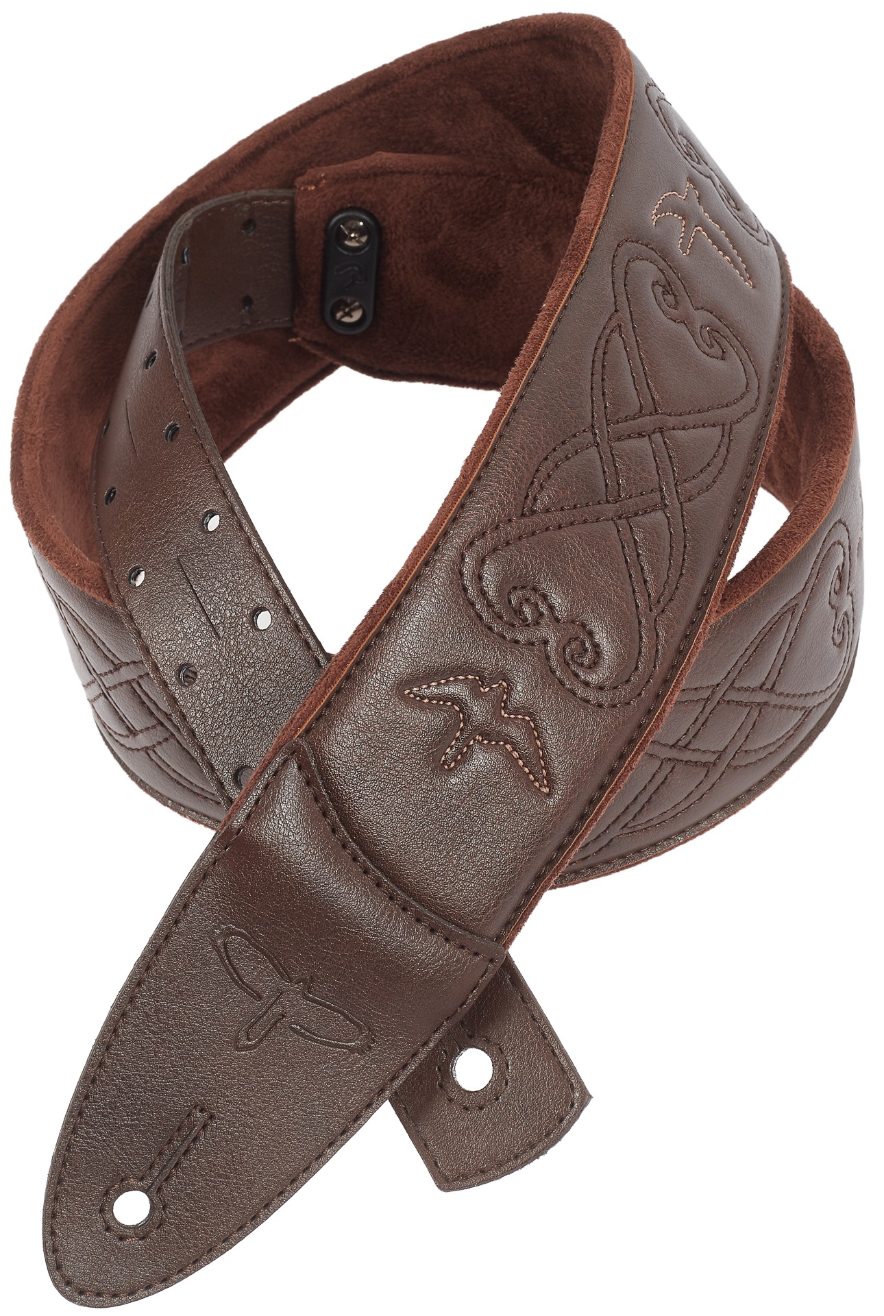 PRS 2.4" Padded Guitar Strap w/RAS, Custom Leather (Faux) Birds, Brown (obrázek 3)