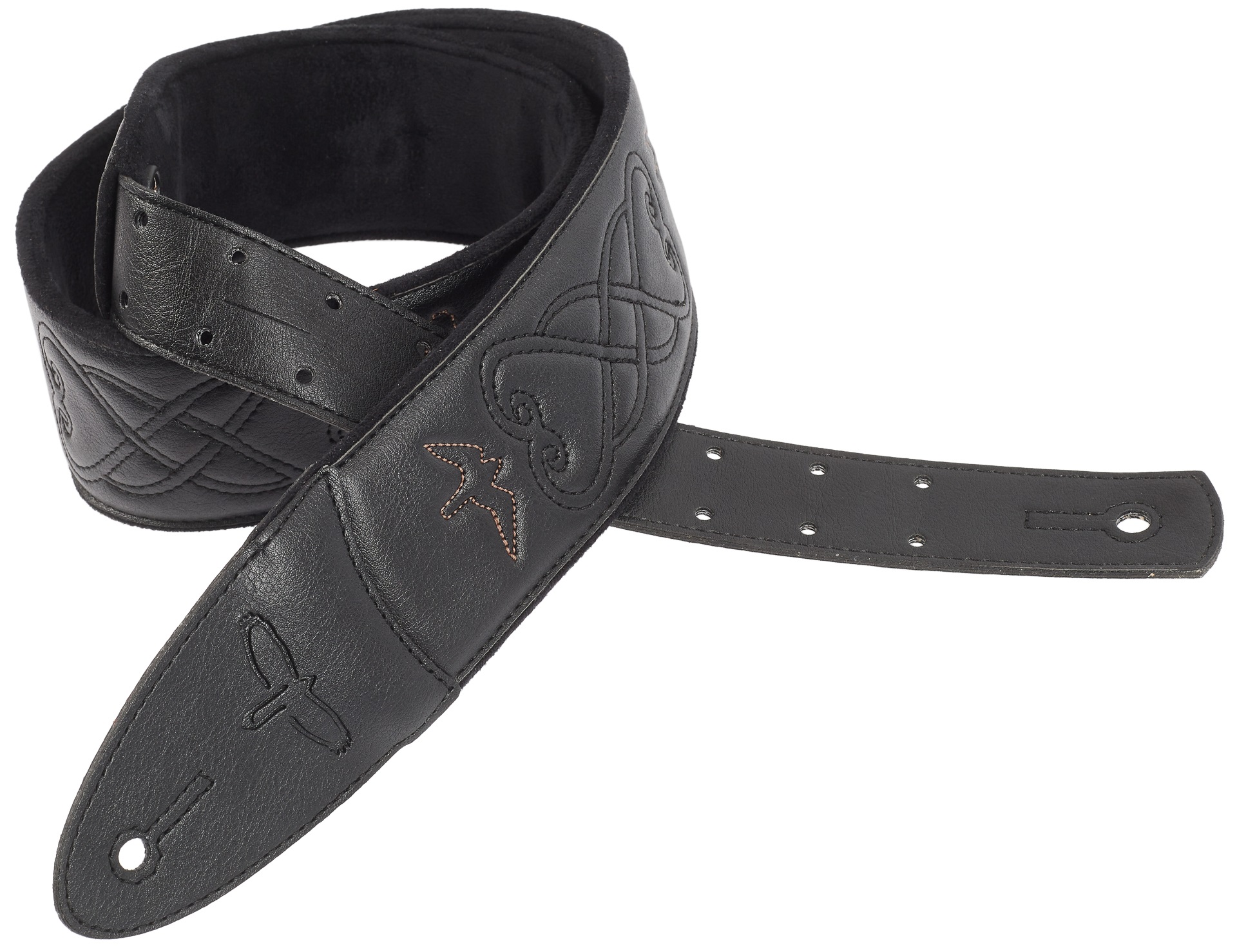PRS 2.4" Padded Guitar Strap w/RAS, Custom Leather (Faux) Birds, Black (obrázek 3)
