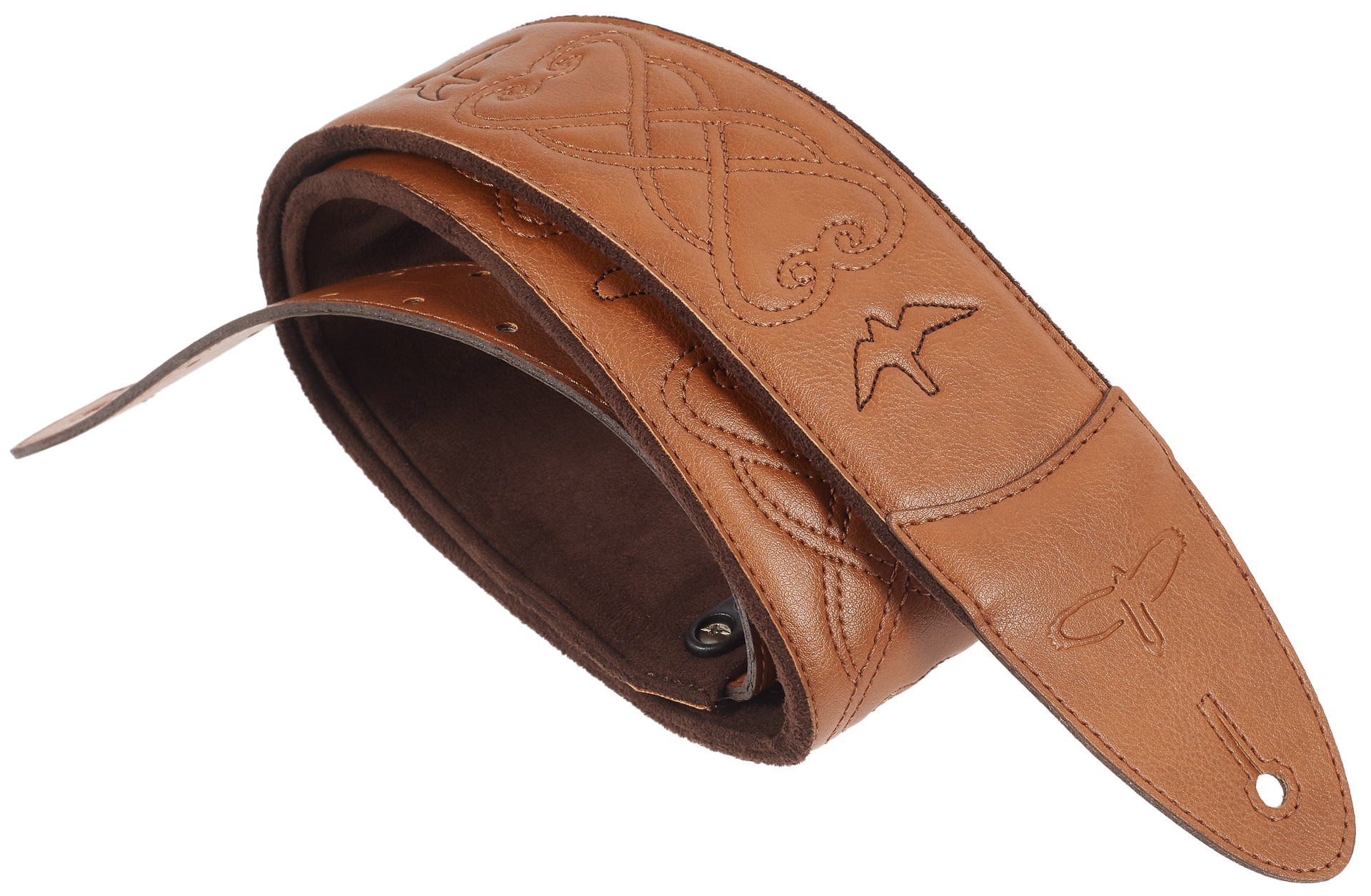Levně PRS 2.4" Padded Guitar Strap w/RAS, Custom Leather (Faux) Birds, Tan