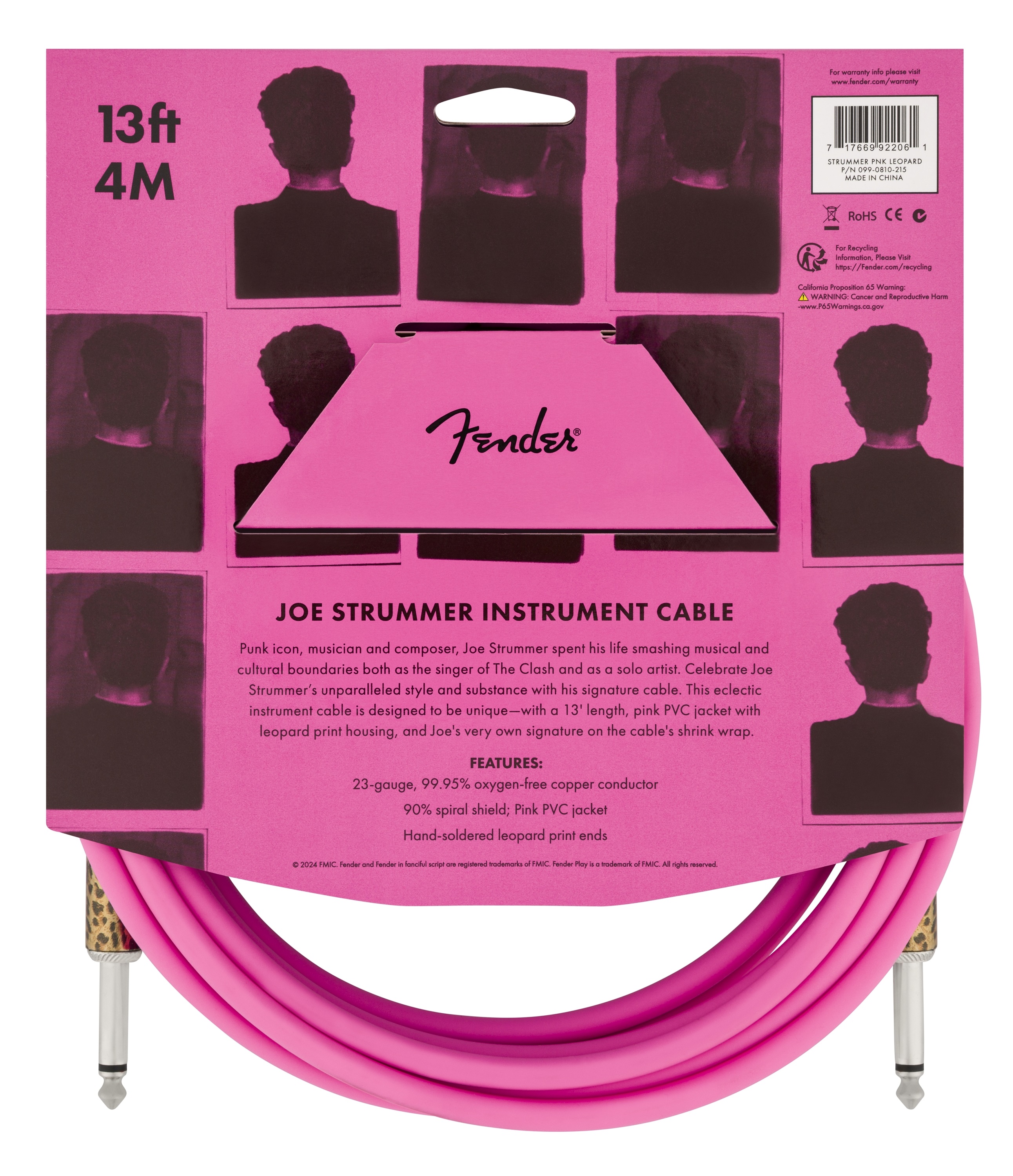 Fender 13' Instrument Cable Joe Strummer Pink Leopard (obrázek 3)