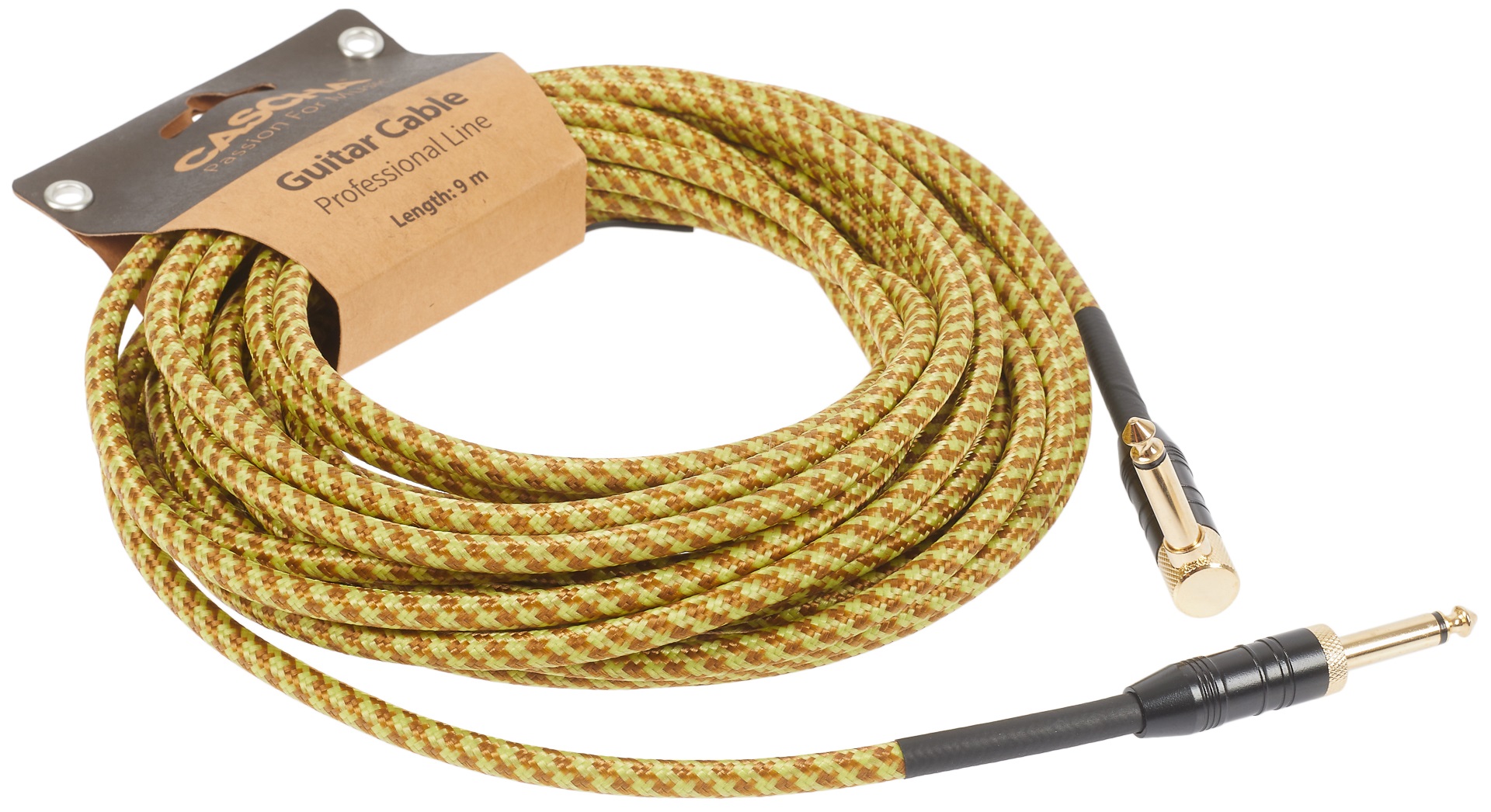 Cascha Professional Line Guitar Cable, Angled, Tweed Natural, 9 m (obrázek 3)