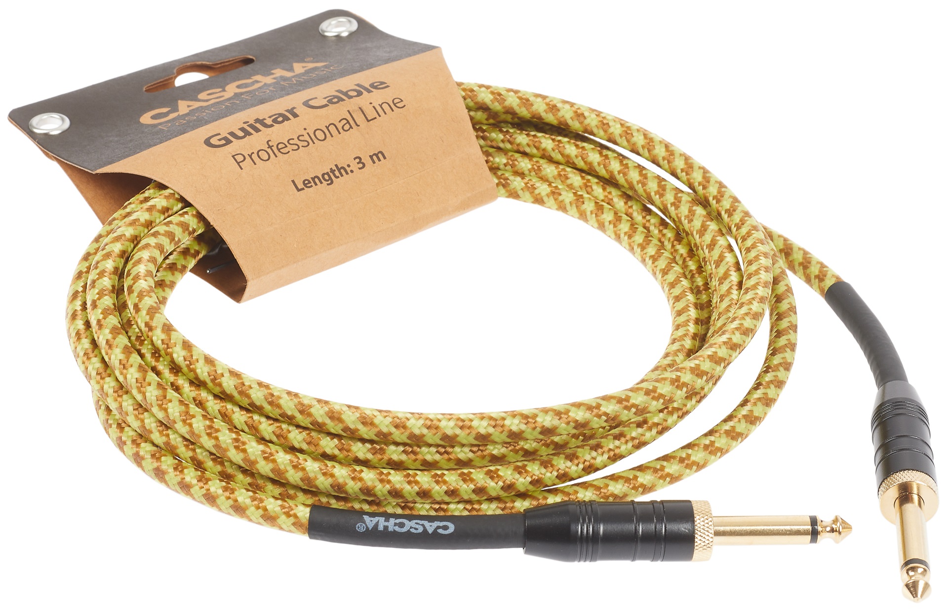 Cascha Professional Line Guitar Cable, Straight, Tweed Natural, 3 m (obrázek 3)