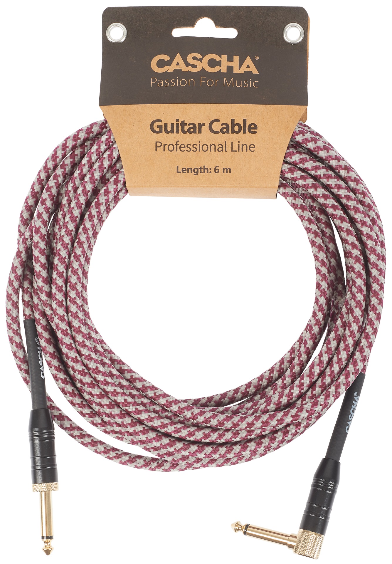 Levně Cascha Professional Line Guitar Cable, Angled, Tweed Red, 6 m