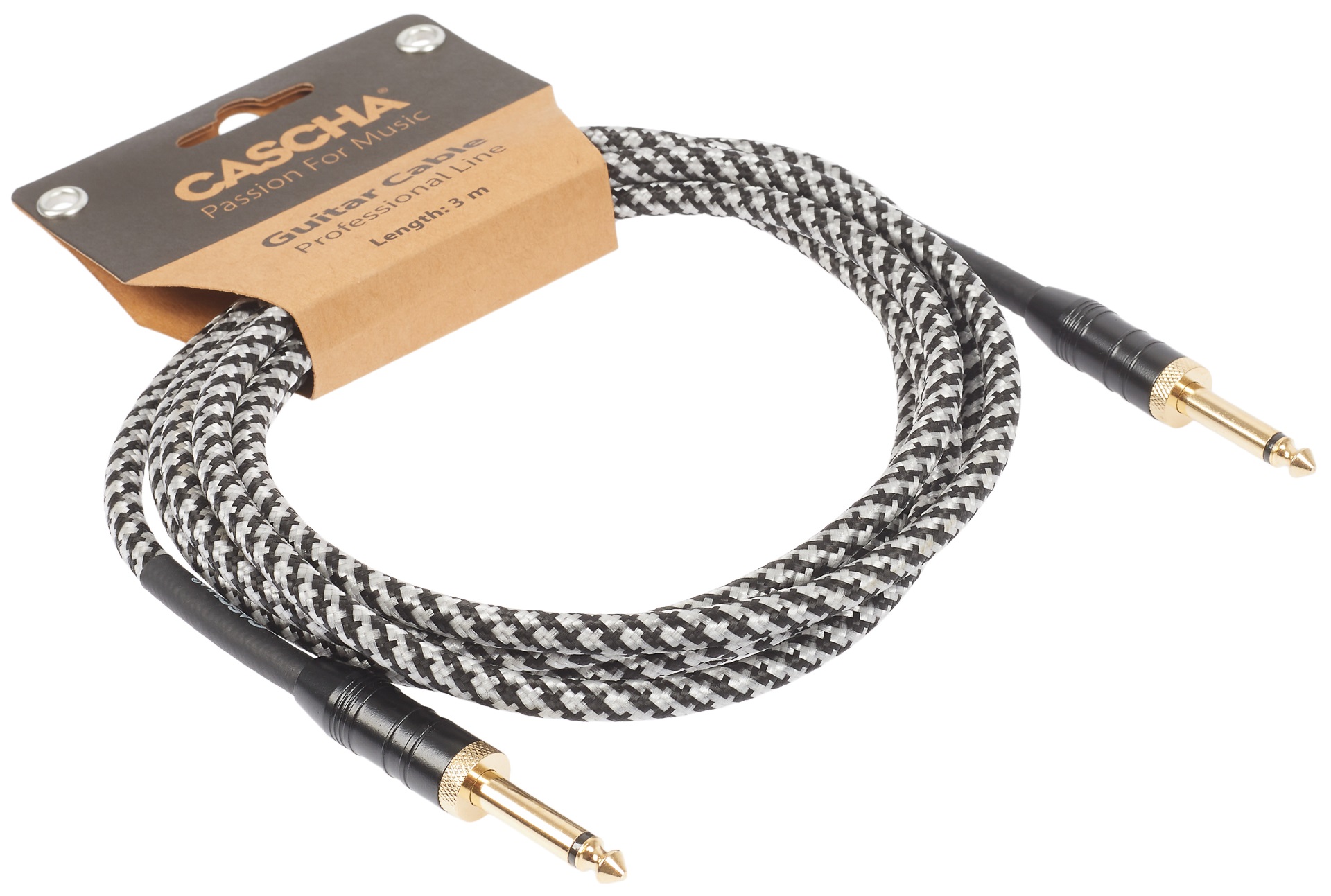 Cascha Professional Line Guitar Cable, Straight, Tweed Black, 3 m (obrázek 3)