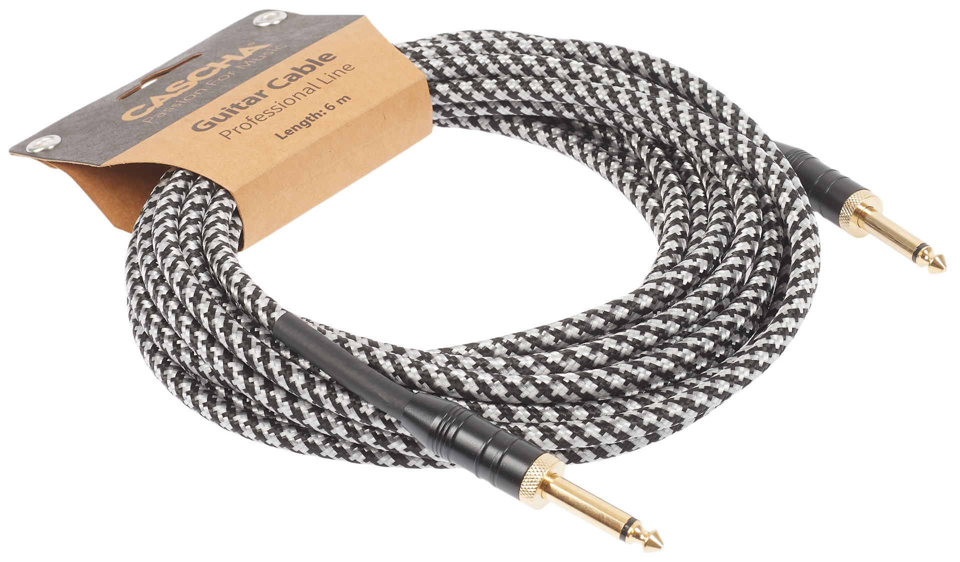 Cascha Professional Line Guitar Cable, Straight, Tweed Black, 6 m (obrázek 3)
