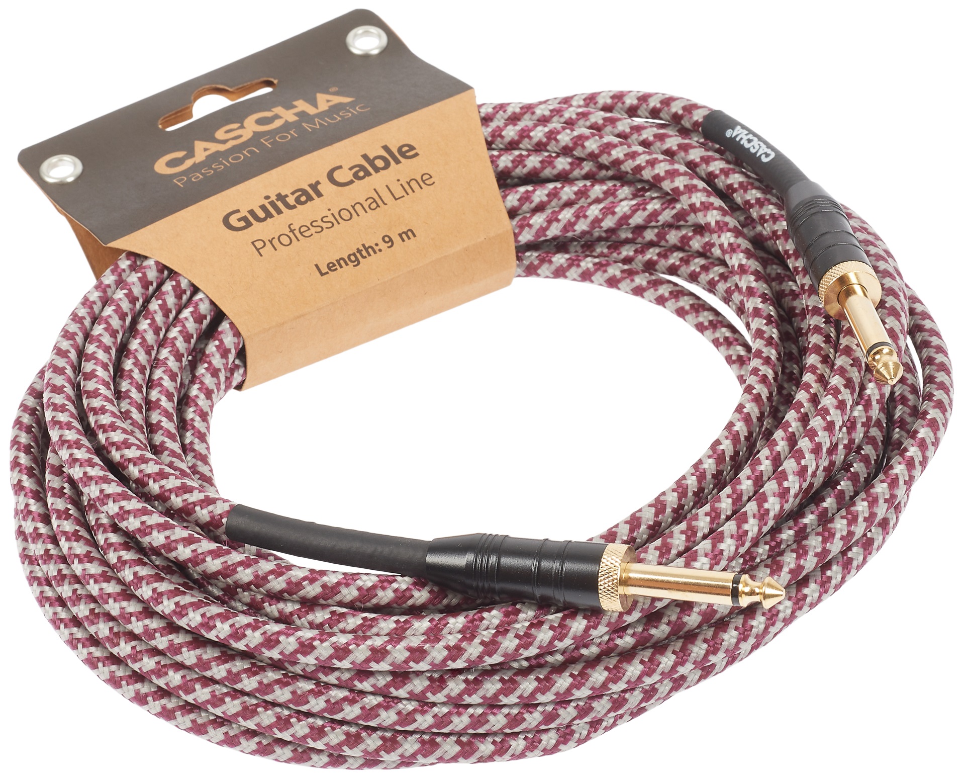 Cascha Professional Line Guitar Cable, Straight, Tweed Red, 9 m (obrázek 3)