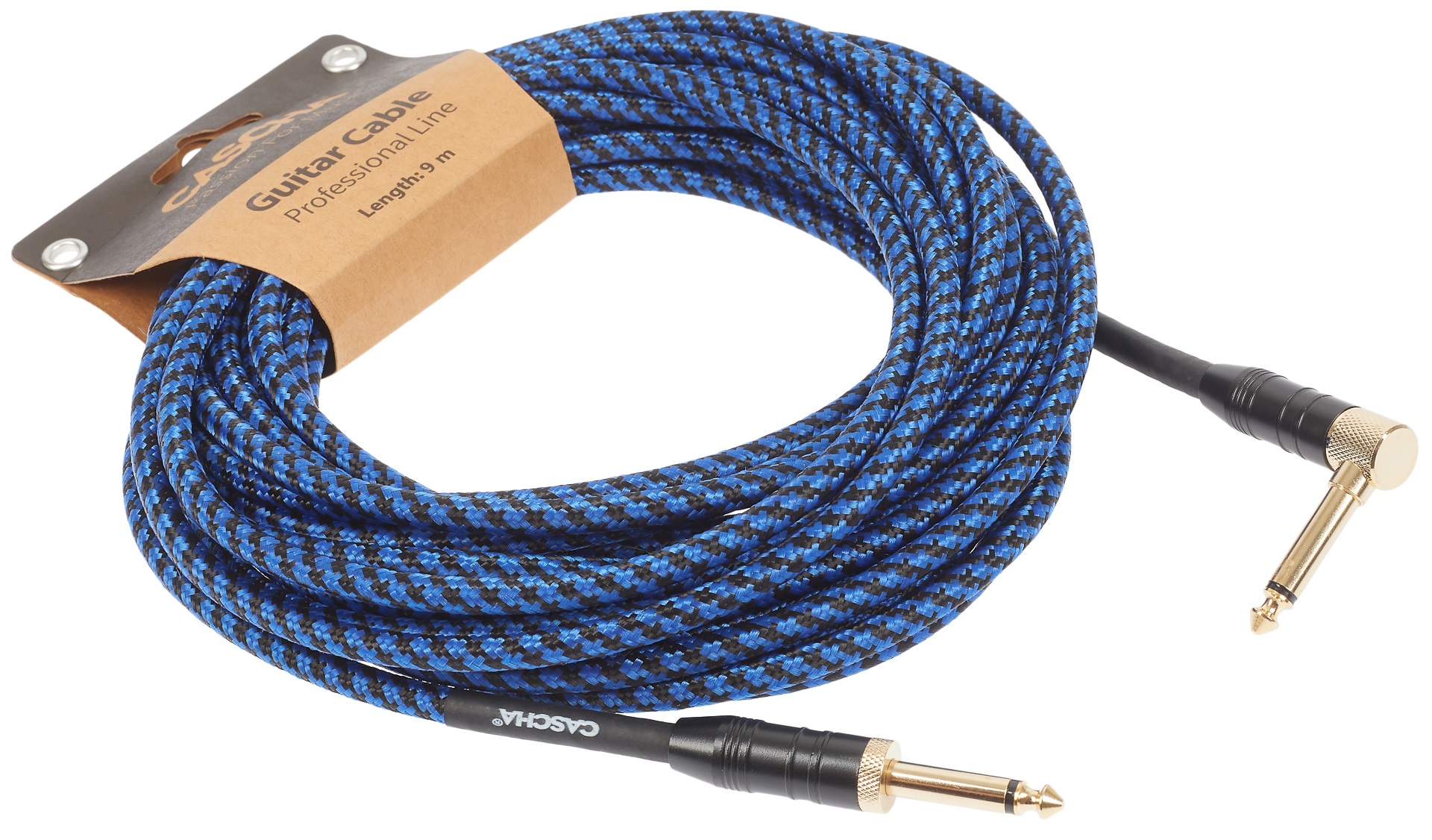 Cascha Professional Line Guitar Cable, Angled, Tweed Blue, 9 m (obrázek 3)