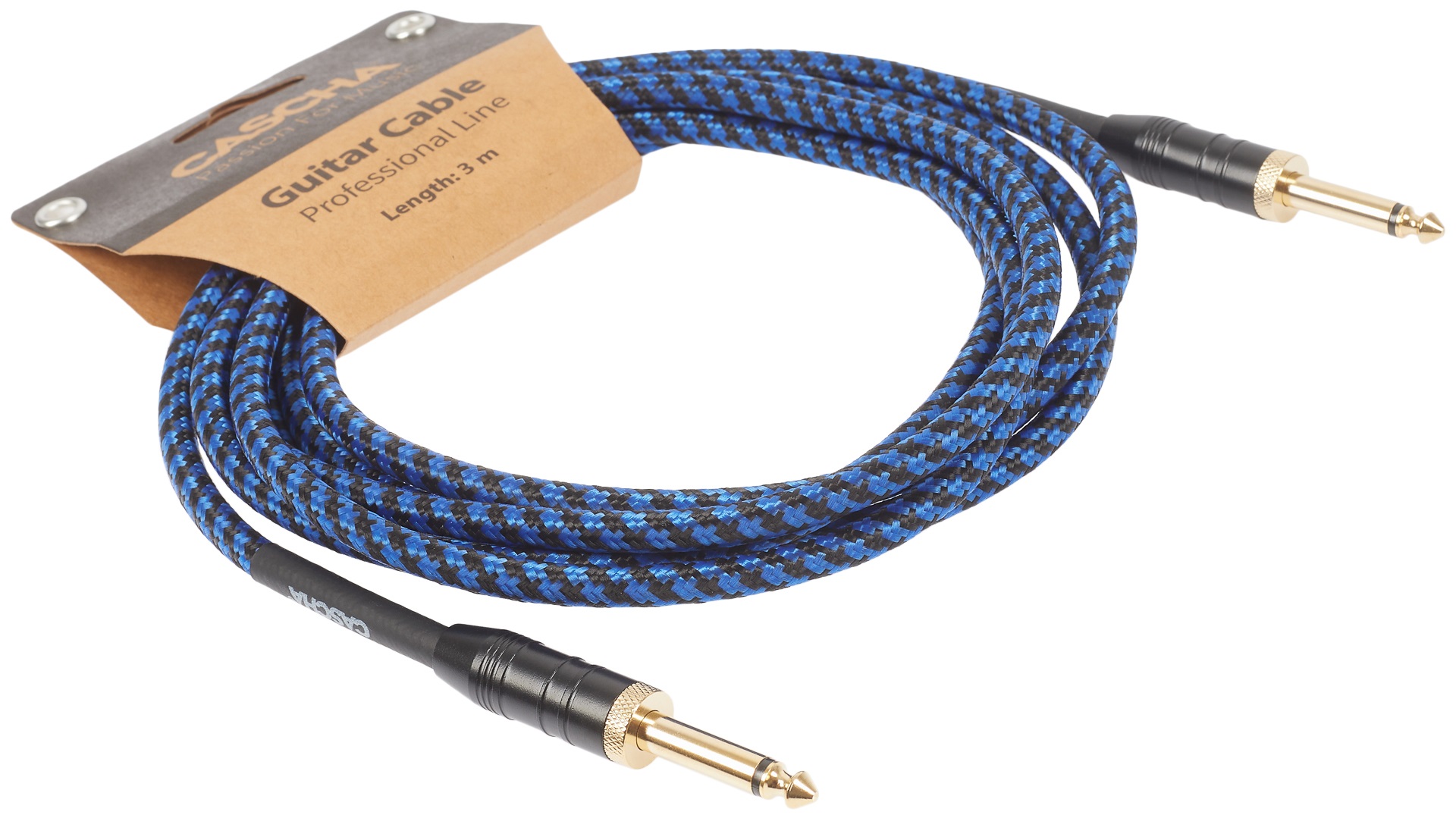 Cascha Professional Line Guitar Cable, Straight, Tweed Blue, 3 m (obrázek 3)