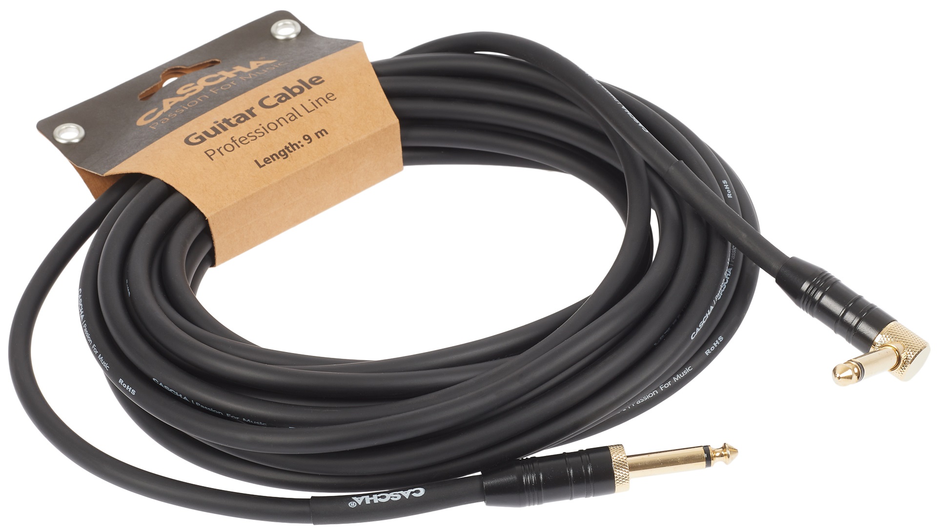 Cascha Professional Line Guitar Cable, Angled, Black, 9 m (obrázek 3)