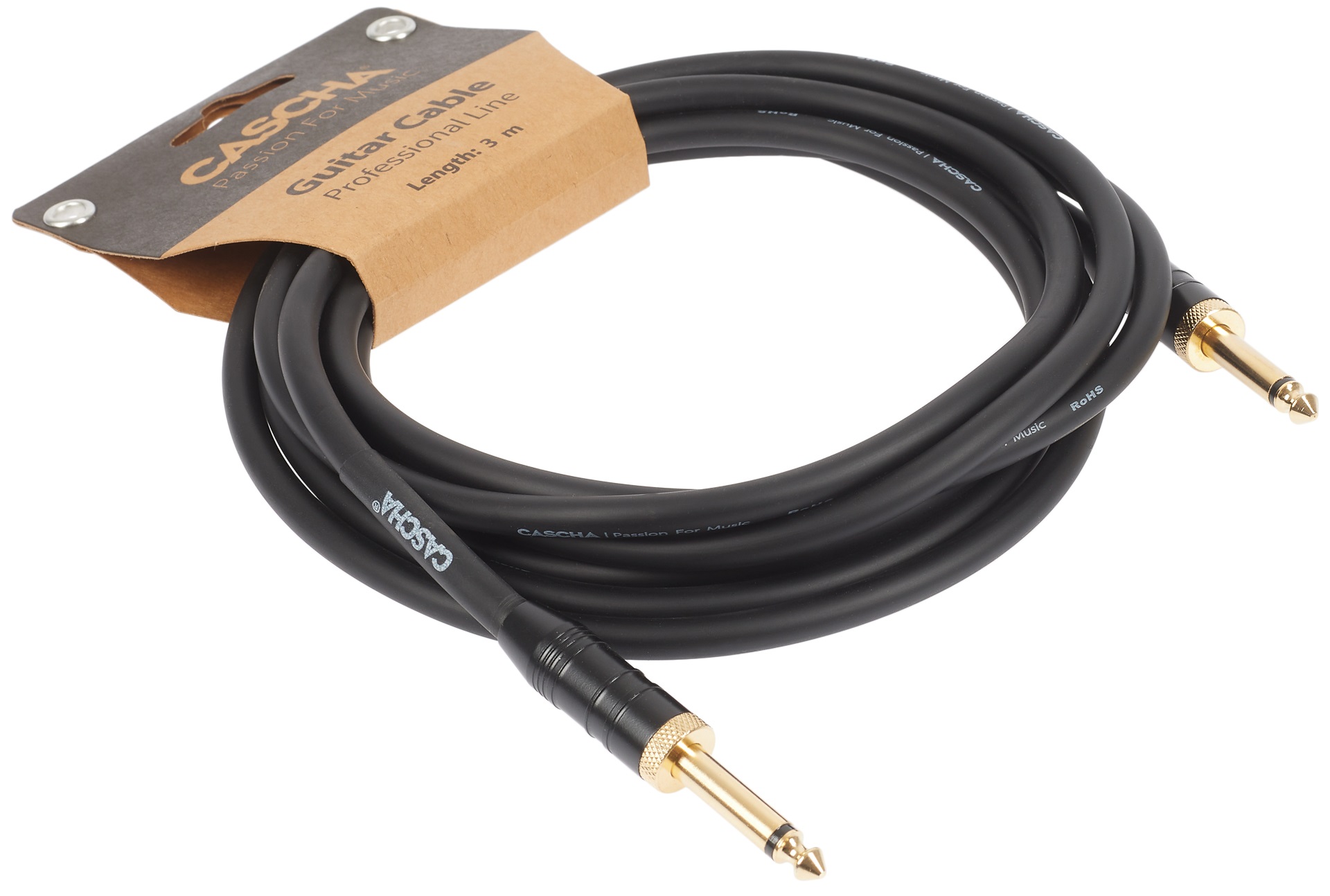 Cascha Professional Line Guitar Cable, Straight, Black, 3 m (obrázek 3)