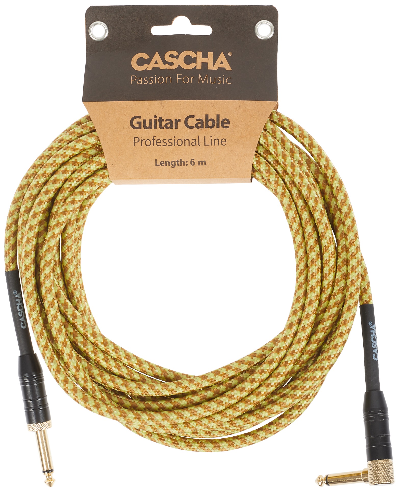 Levně Cascha Professional Line Guitar Cable, Angled, Tweed Natural, 6 m