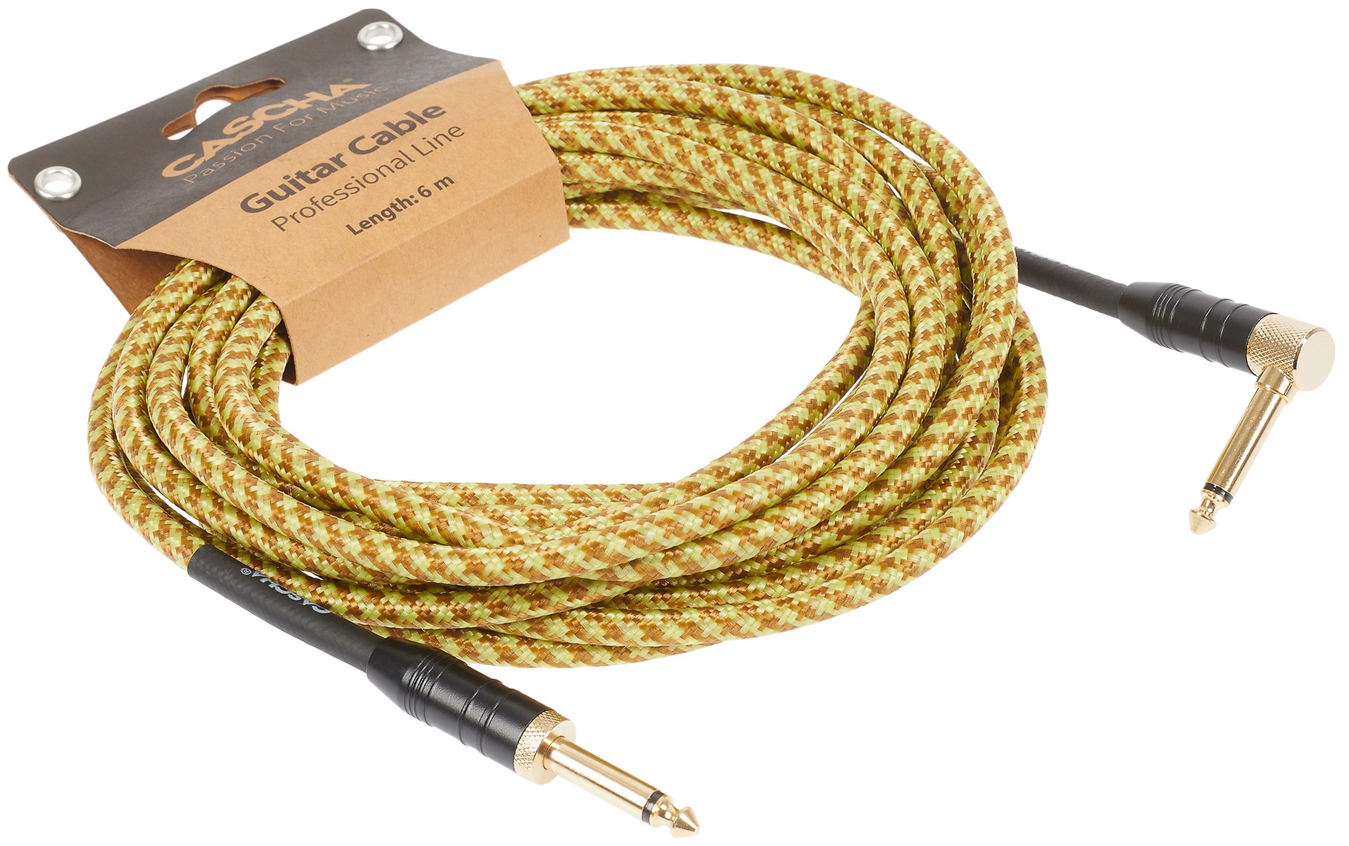 Cascha Professional Line Guitar Cable, Angled, Tweed Natural, 6 m (obrázek 3)