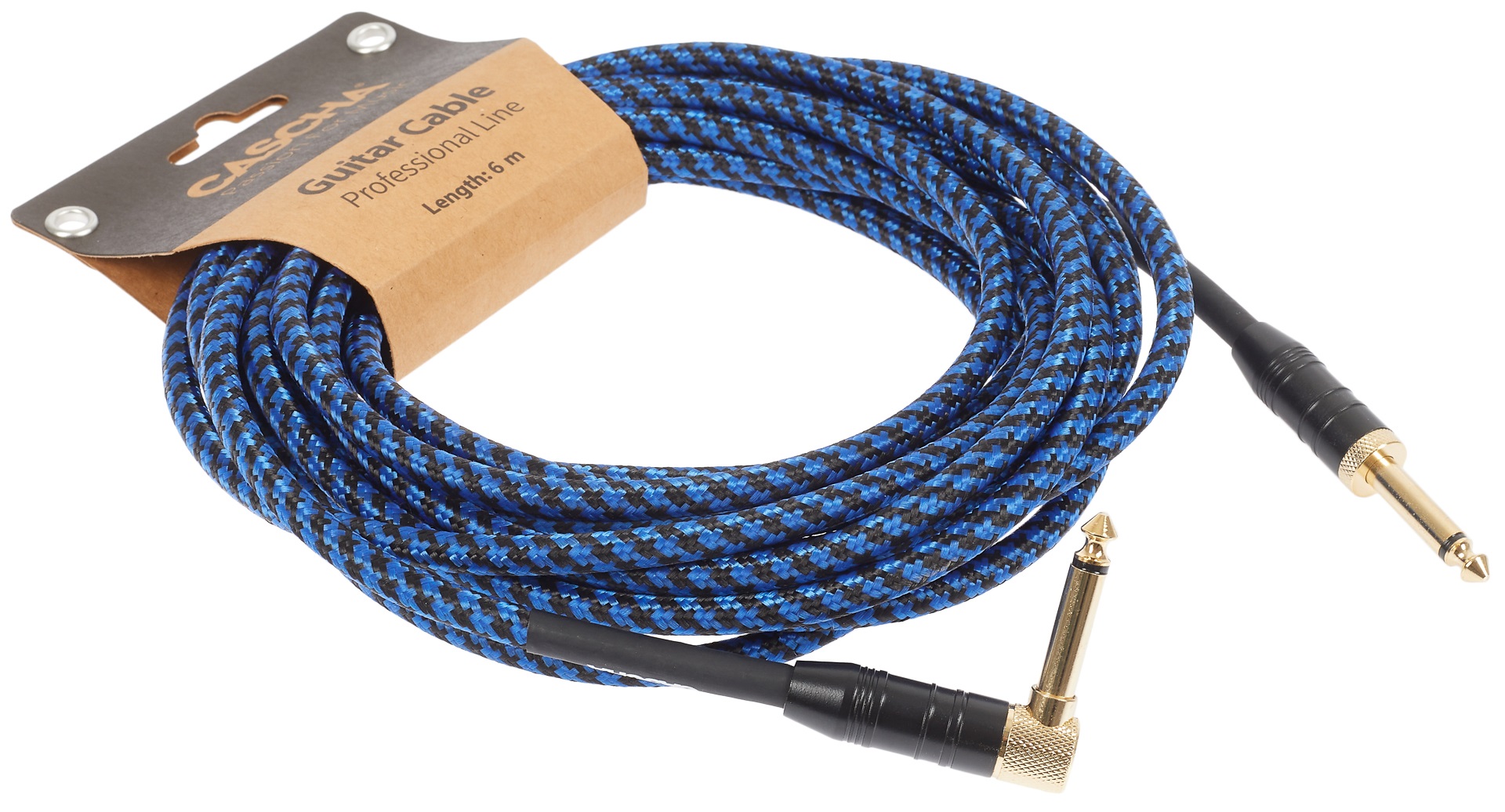 Cascha Professional Line Guitar Cable, Angled, Tweed Blue, 6 m (obrázek 3)