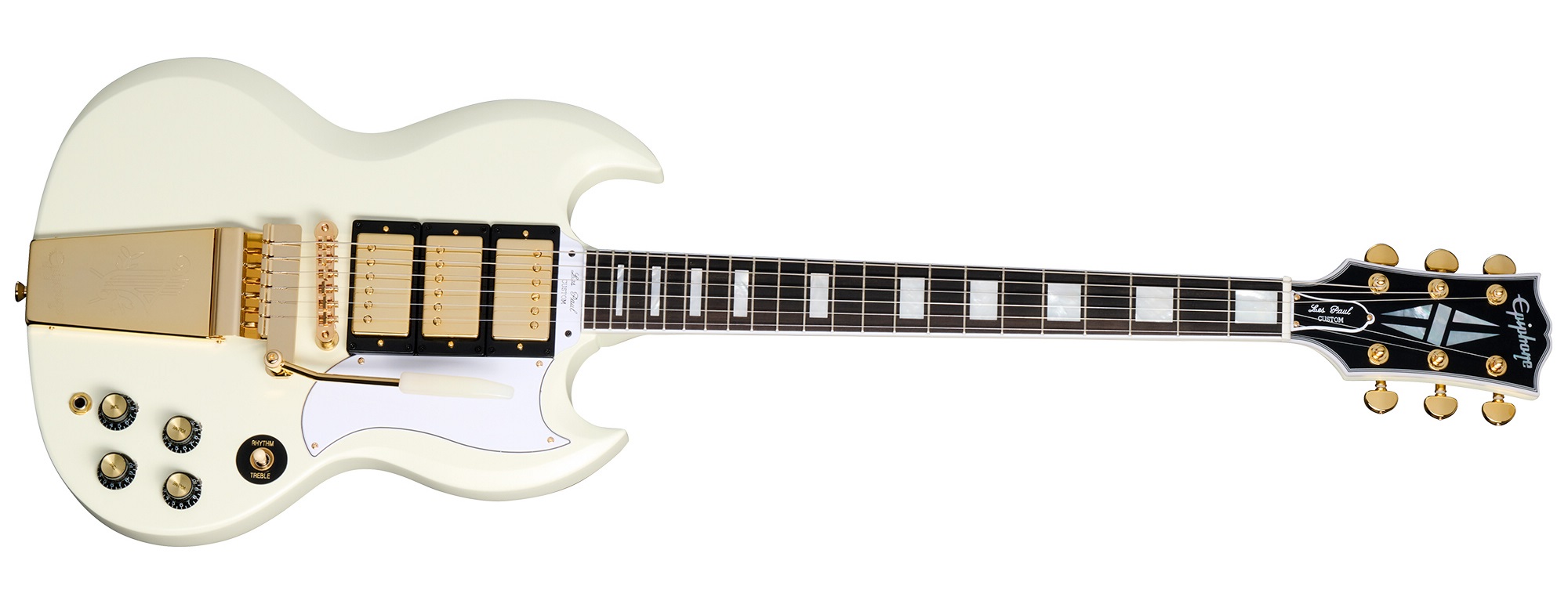 Levně Epiphone 1963 Les Paul SG Custom Maestro Vibrola Classic White