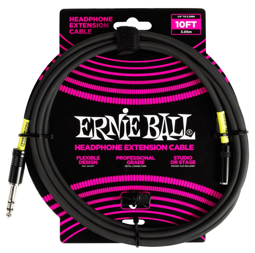 Levně Ernie Ball Headphone Extension Cable 1/4 to 3.5mm 10' Black