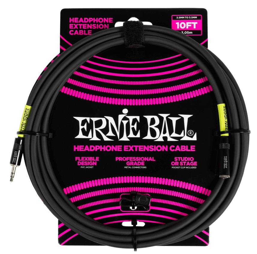 Levně Ernie Ball Headphone Extension Cable 3.5mm to 3.5mm 10' Black