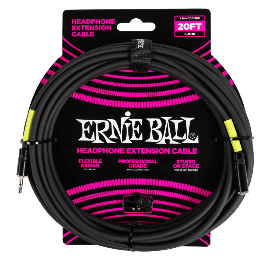 Levně Ernie Ball Headphone Extension Cable 3.5mm to 3.5mm 20' Black