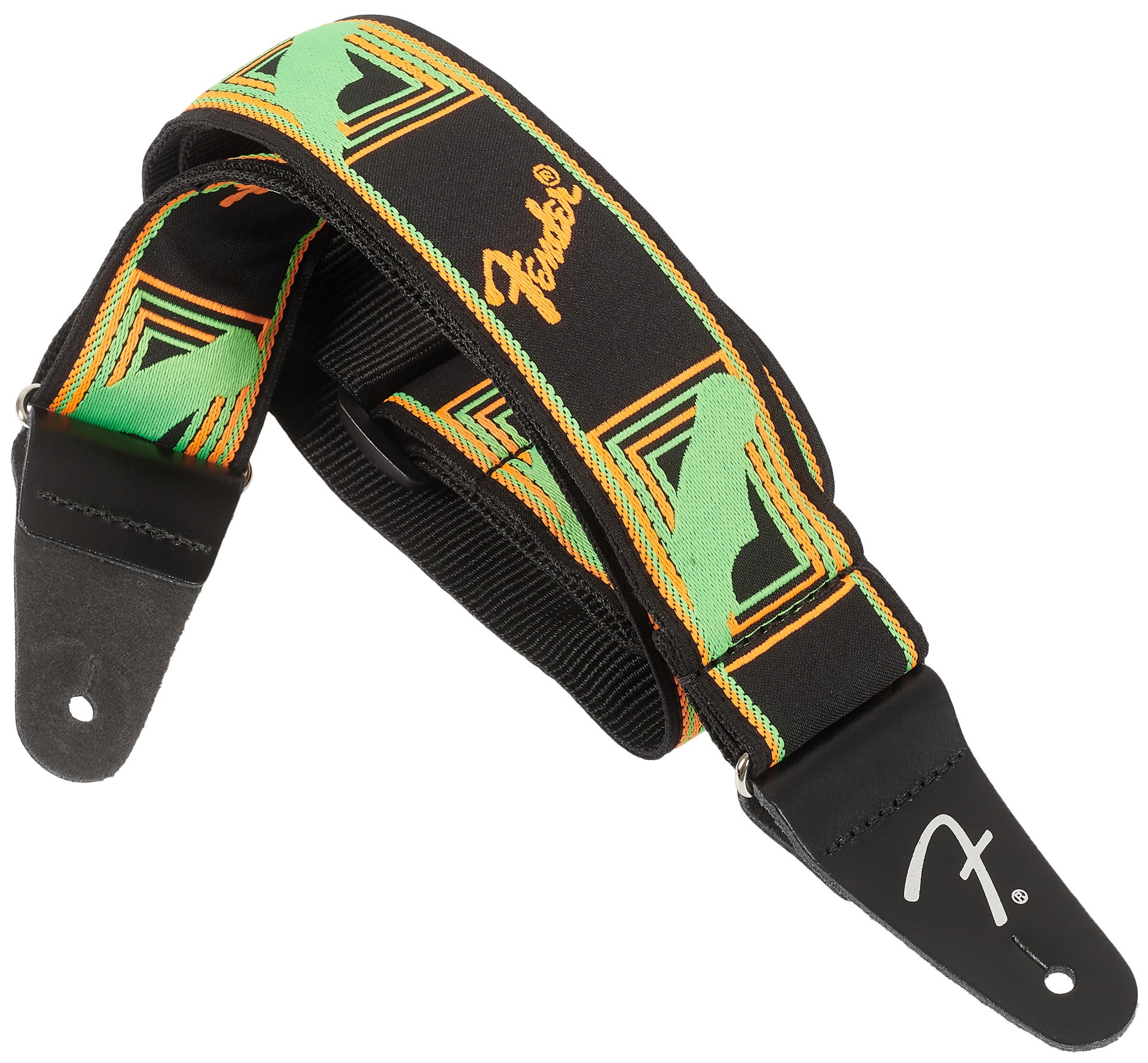 Levně Fender Neon Monogram Strap Green/Orange